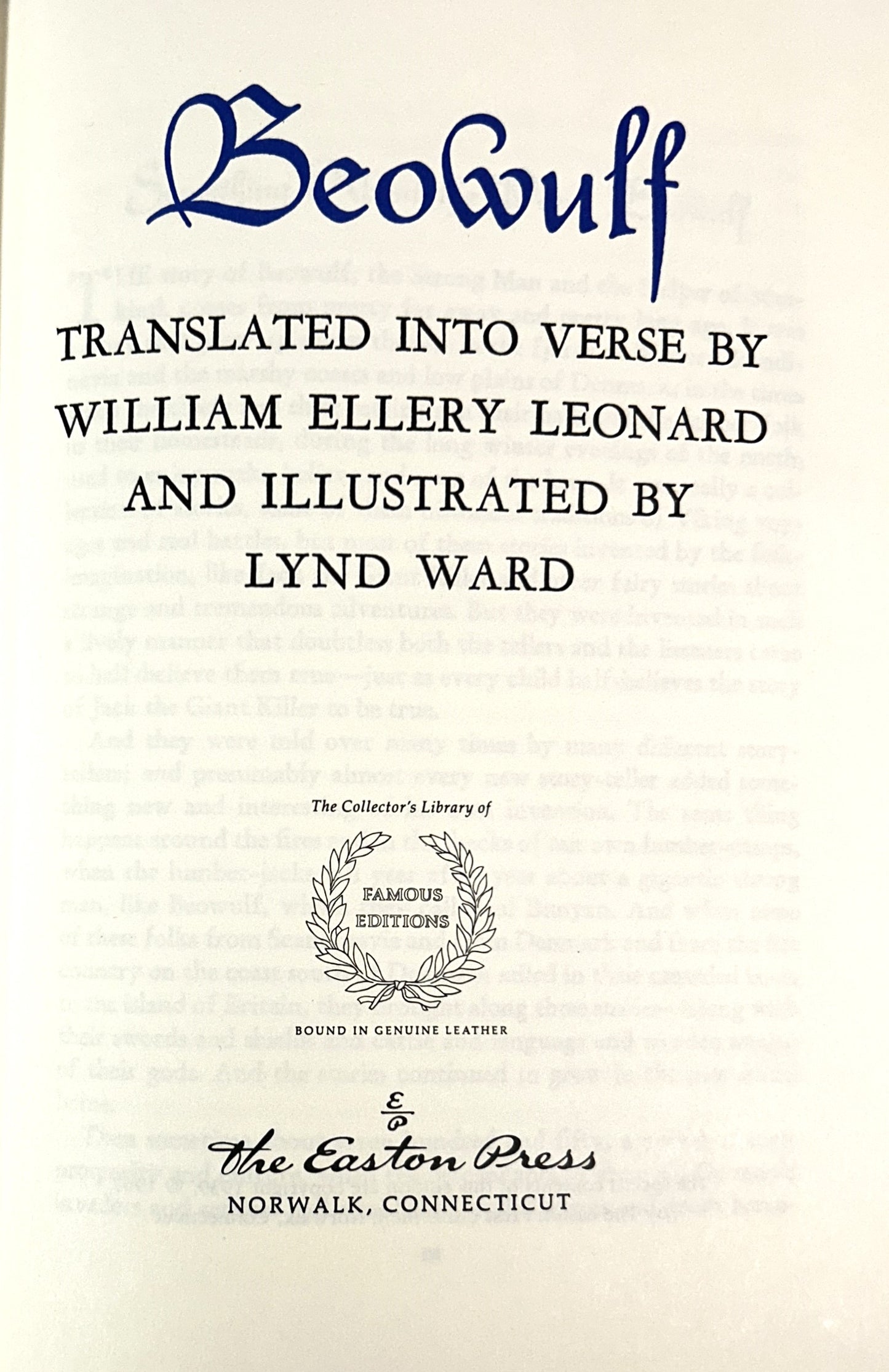 Easton Press: Beowulf translated by William Leonard 1967