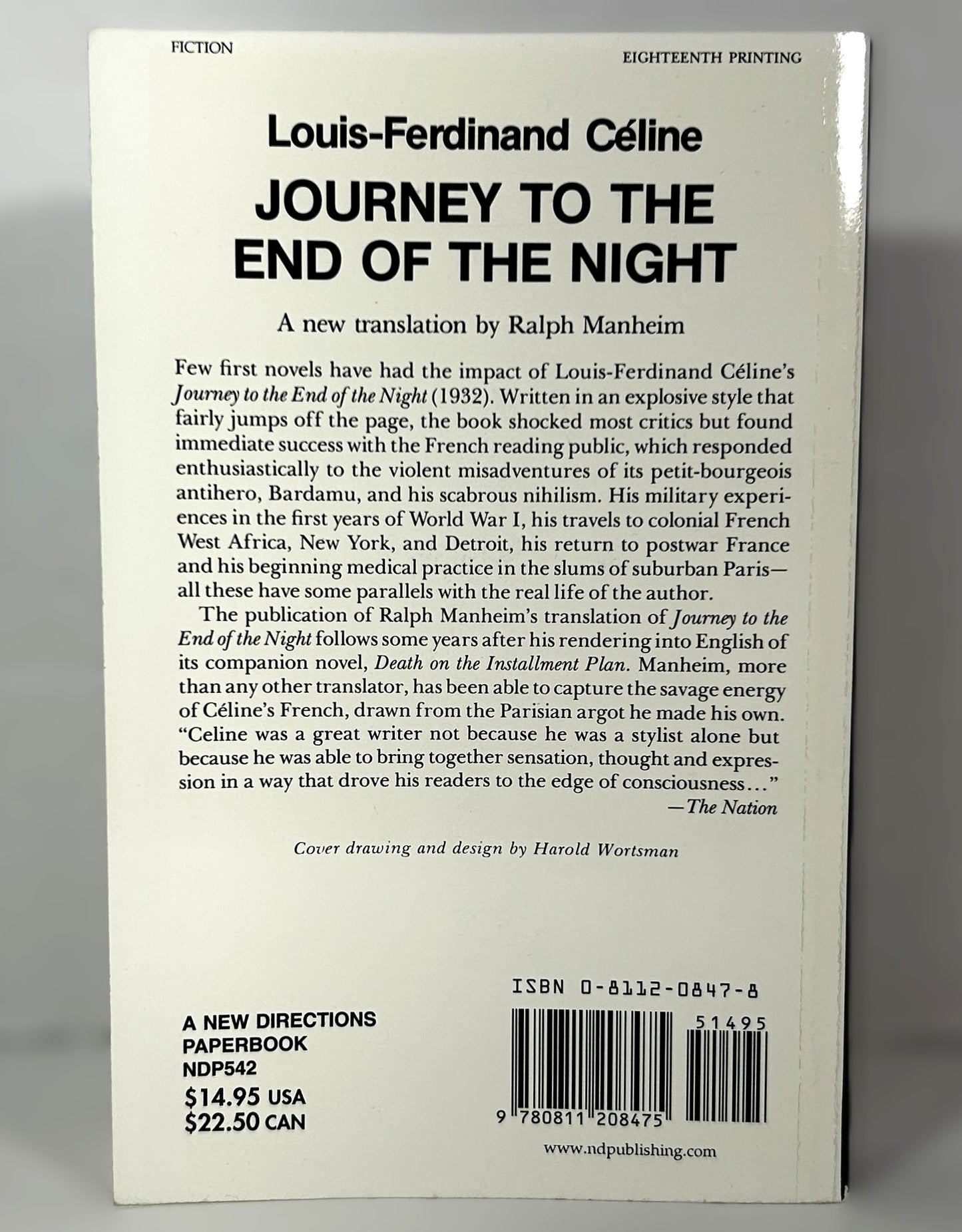 Journey to the End of the Night by Celine Translated by Ralph Manheim 1983 18th Print