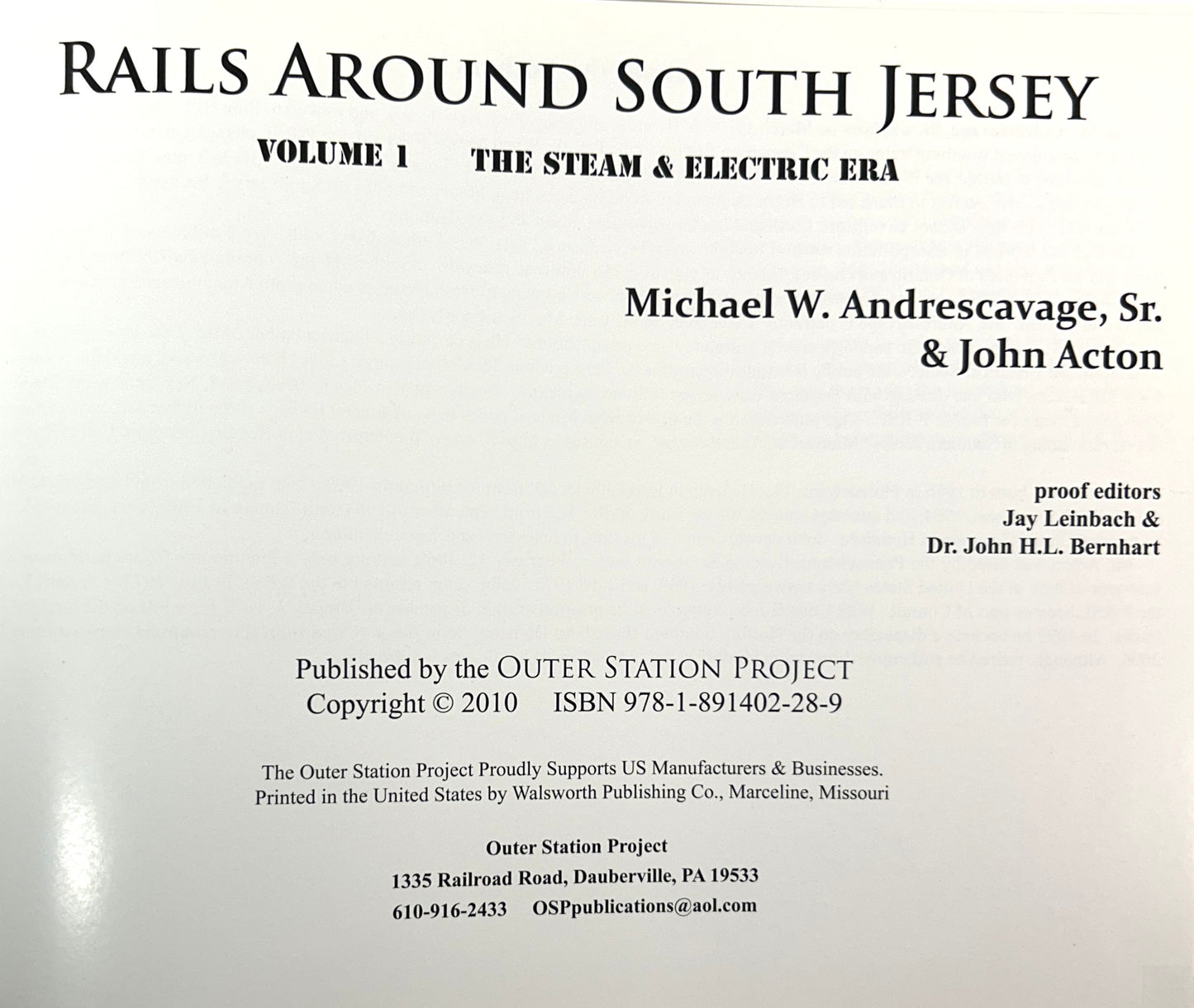 Rails Around South Jersey Vol. 1: The Steam & Electric Era by Michael Andrescavage & John Acton 2010