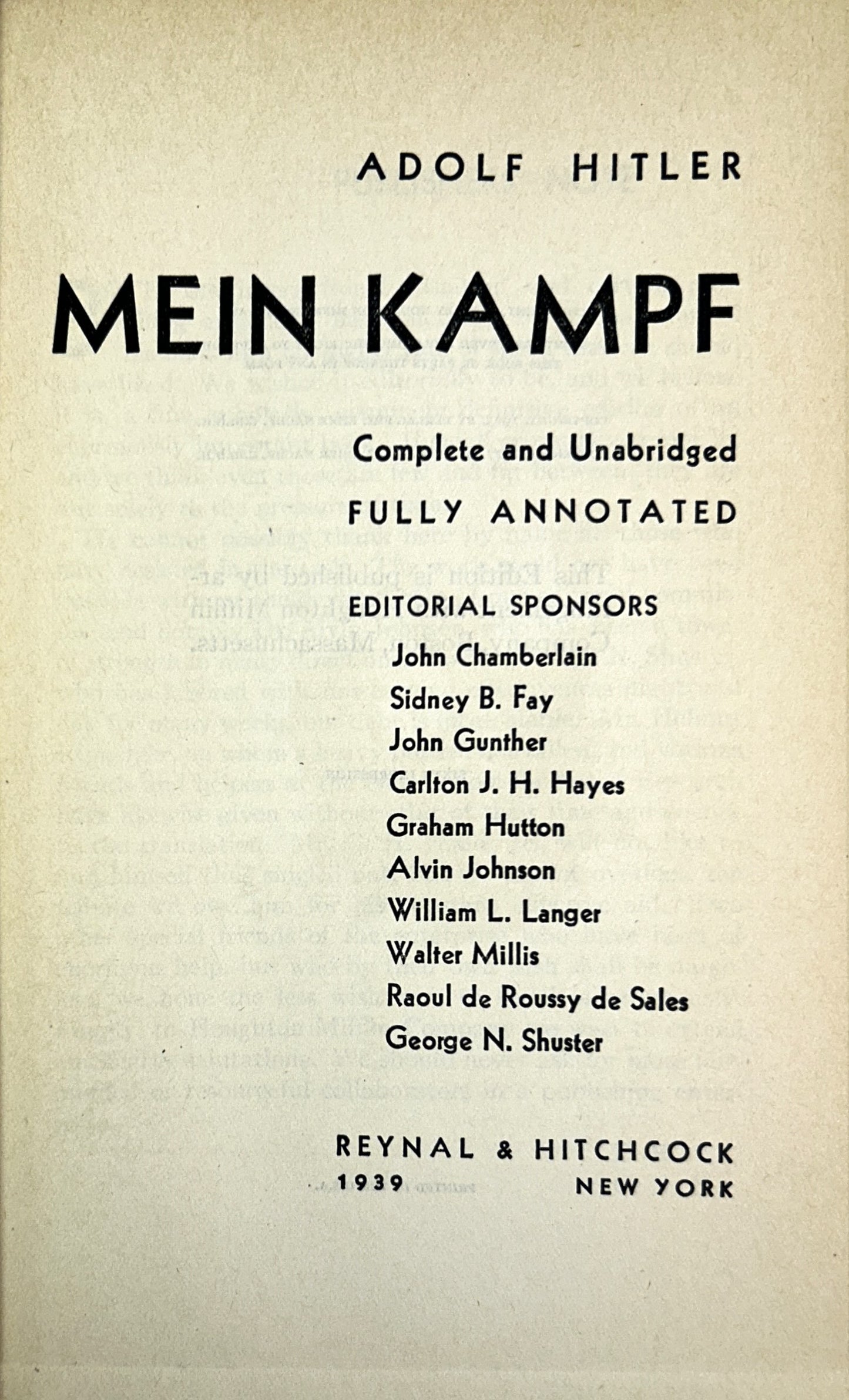 Mein Kampf by Adolf Hitler 1939 Unexpurged Scarce Dust Jacket