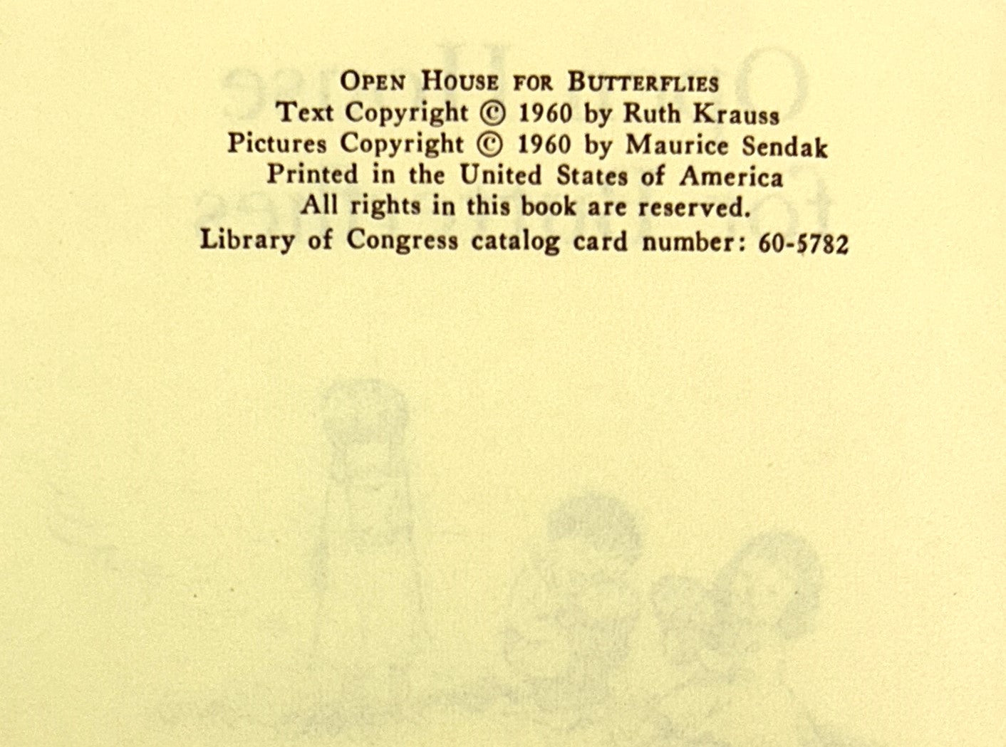 Open House for Butterflies by Ruth Krauss Illus by Maurice Sendak 1960