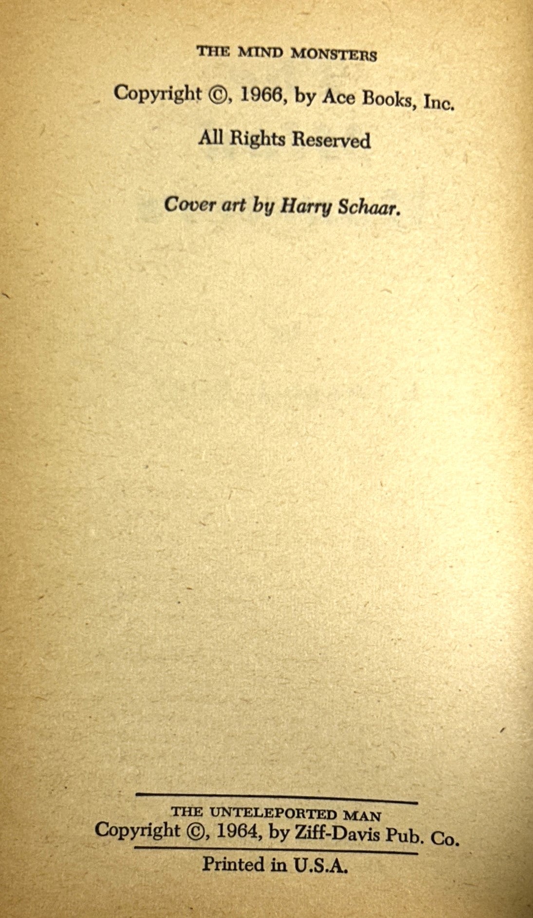 Ace Double: The Unteleported Man by Philip K. Dick/The Mind Monsters by Howard L. Cory 1966