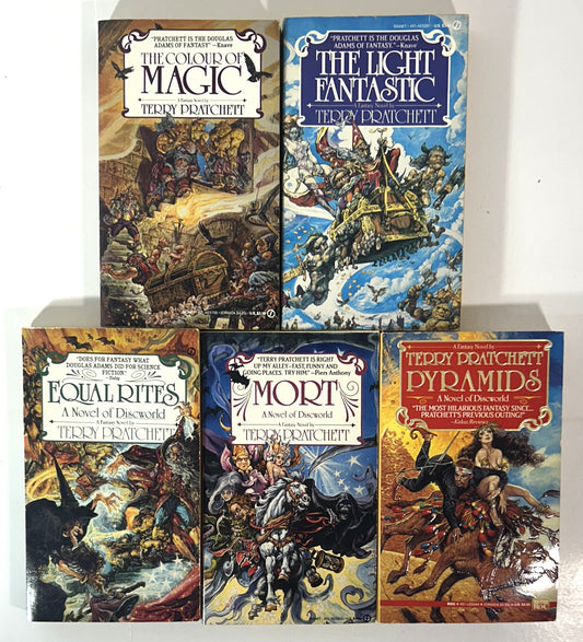 Set of 5 Discworld by Terry Pratchett 1985-1989