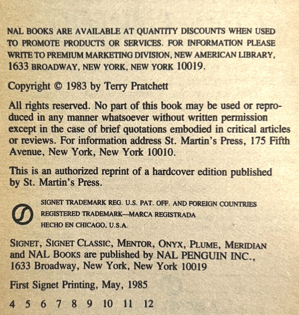 Set of 5 Discworld by Terry Pratchett 1985-1989