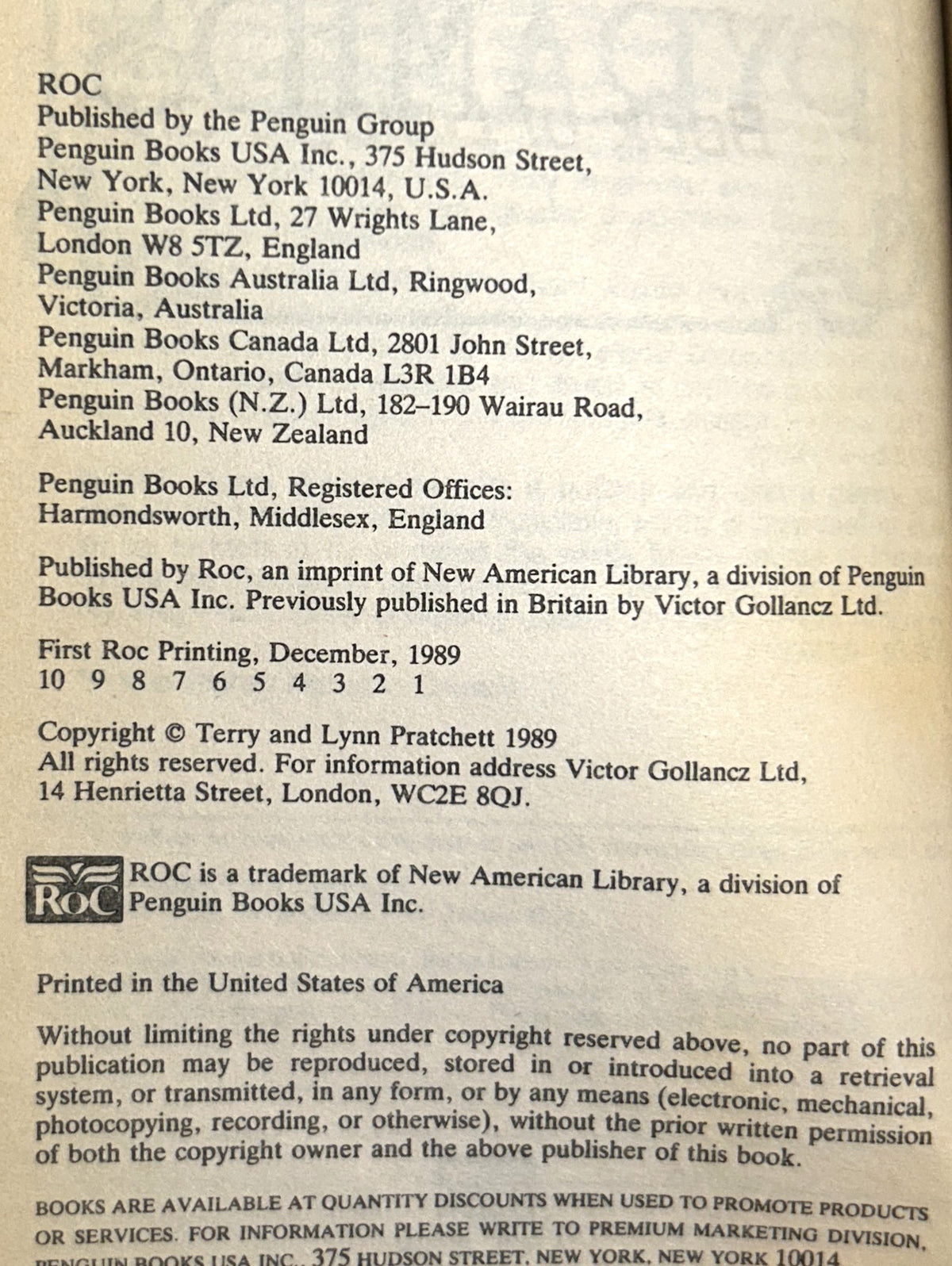 Set of 5 Discworld by Terry Pratchett 1985-1989