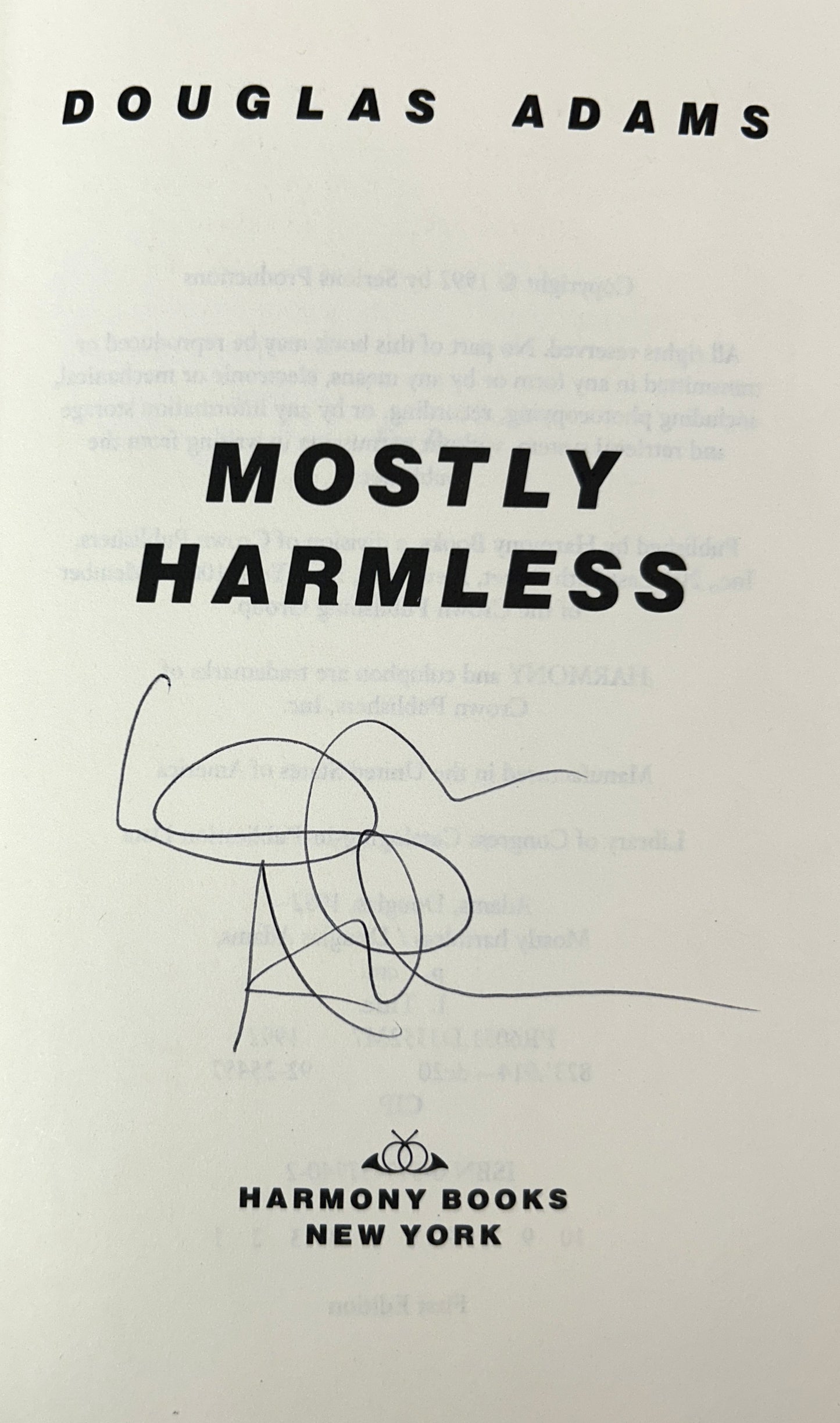 Mostly Harmless (Hitchhiker's #5) by Douglas Adams 1992 SIGNED 1st Edition