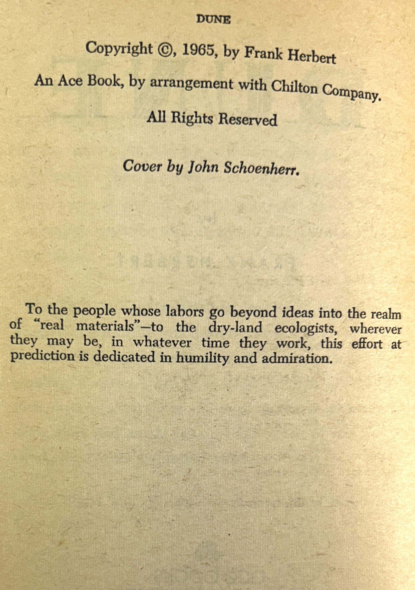 Dune by Frank Herbert 1965 John Schoenherr Artwork
