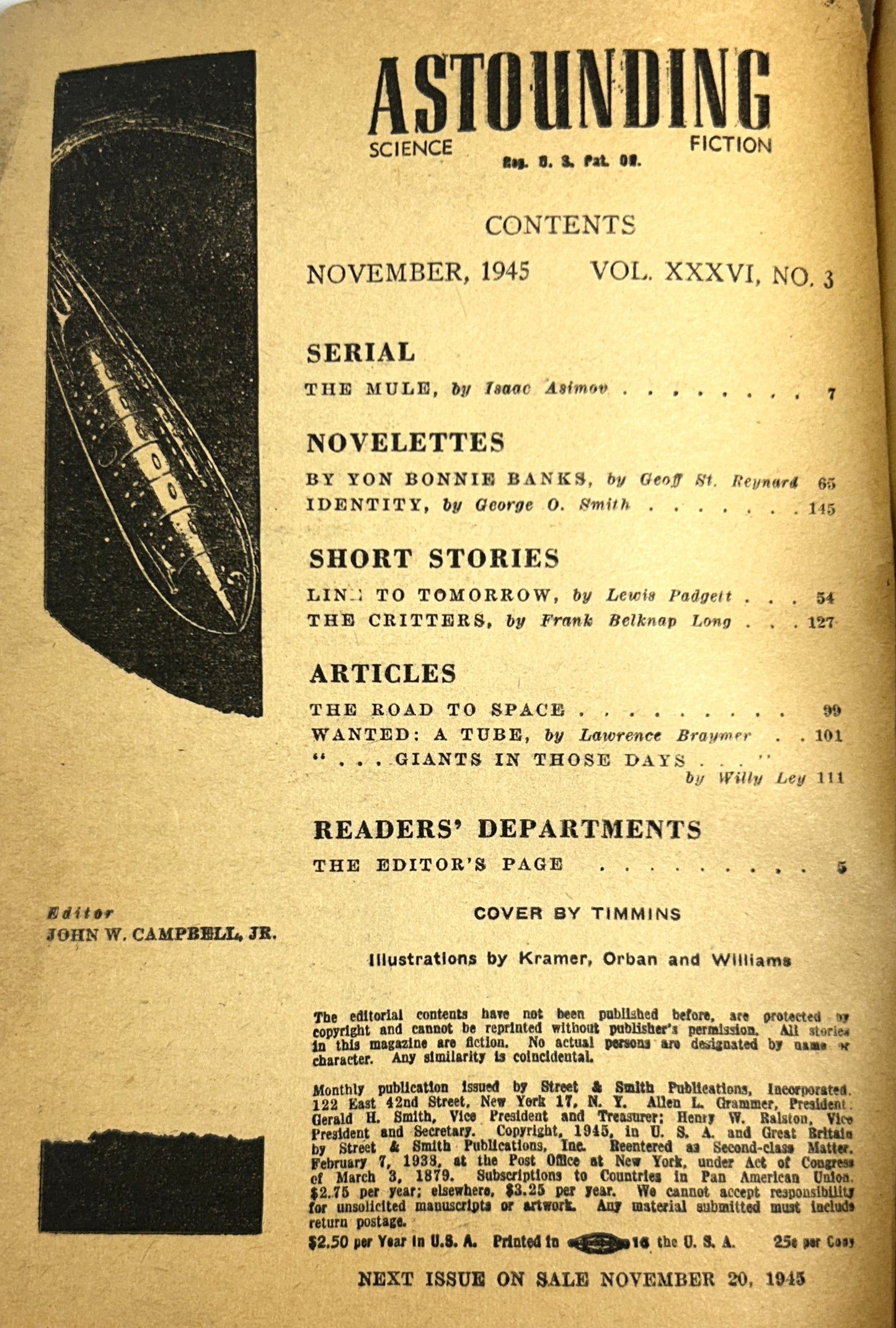 Set of 2 Astounding Science Fiction November-December 1945