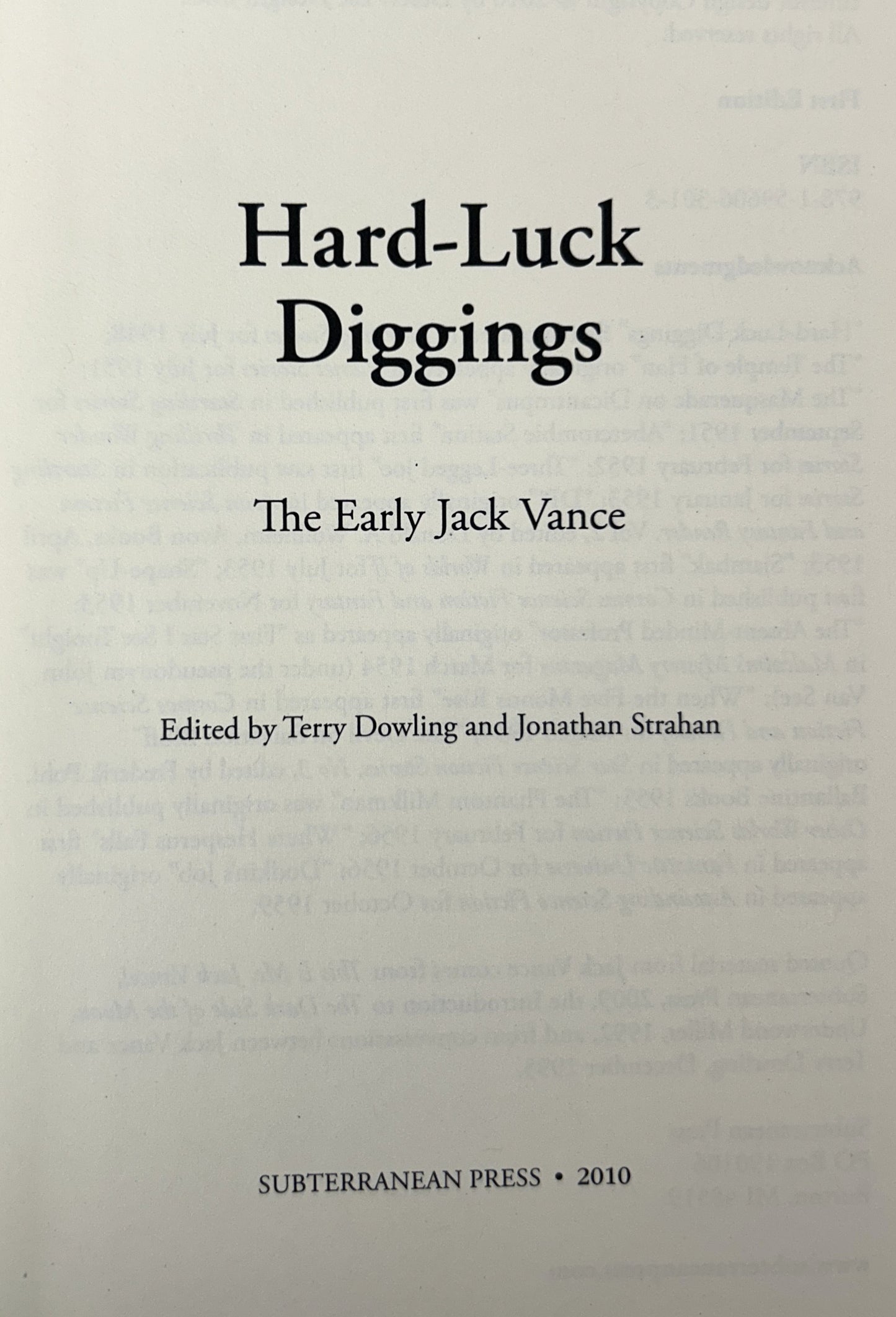 Set of 4 The Early Jack Vance by Terry Dowling & Jonathan Strahan 2010-2014 Subterranean Press