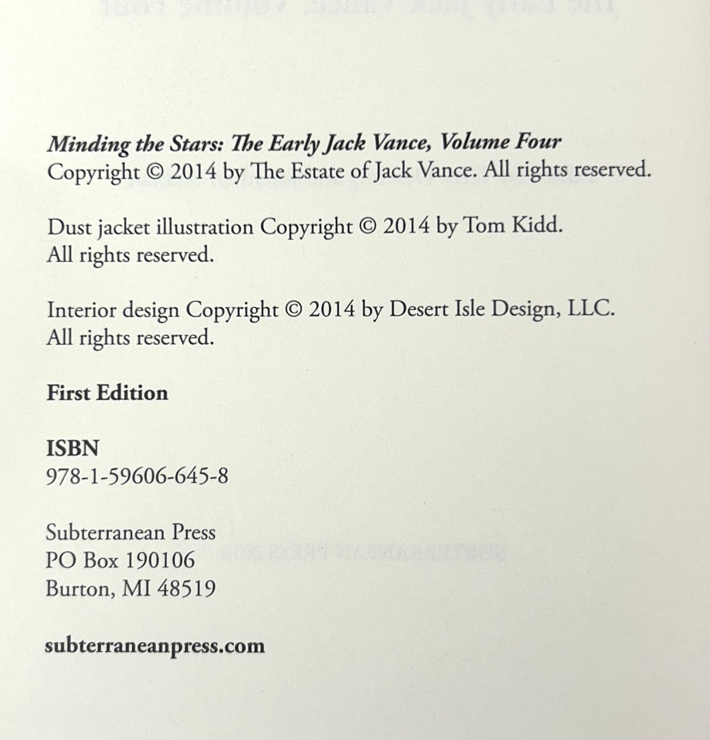 Set of 4 The Early Jack Vance by Terry Dowling & Jonathan Strahan 2010-2014 Subterranean Press