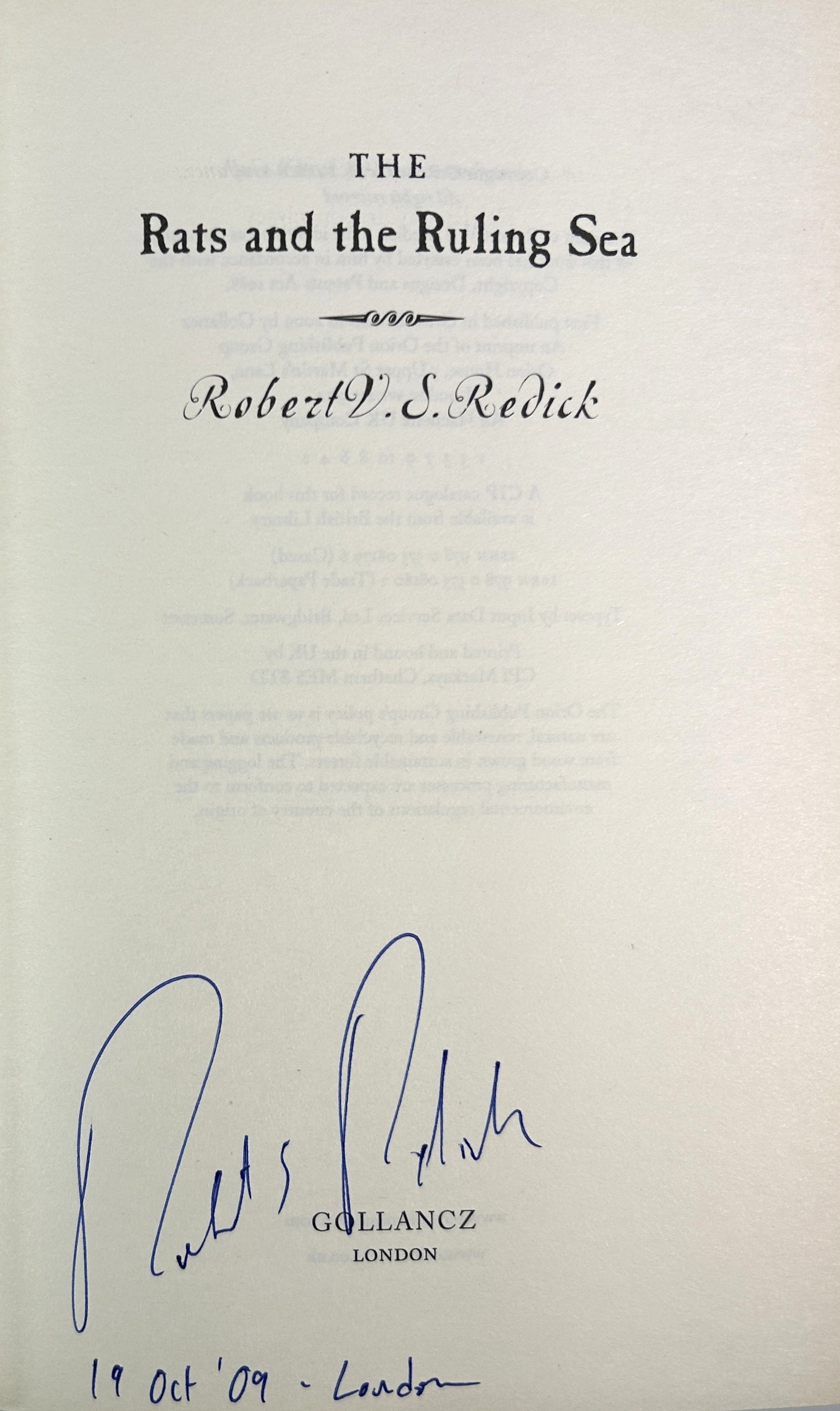 Red Wolf Conspiracy + Rats and the Ruling Sea by Robert Redick 2008-2009 SIGNED 1st UK Edition