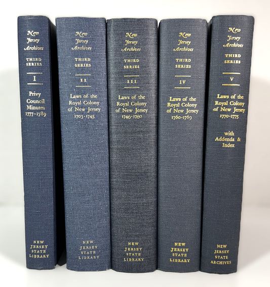 Set of 5 New Jersey Archives Third Series Privy Council Minutes & Laws of the Royal Colony of New Jersey 1974