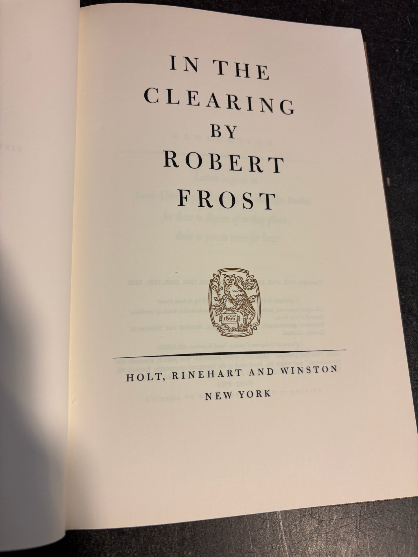 Robert Frost: In the Clearing 1962 HB Slipcase SIGNED Limited Edition #1338