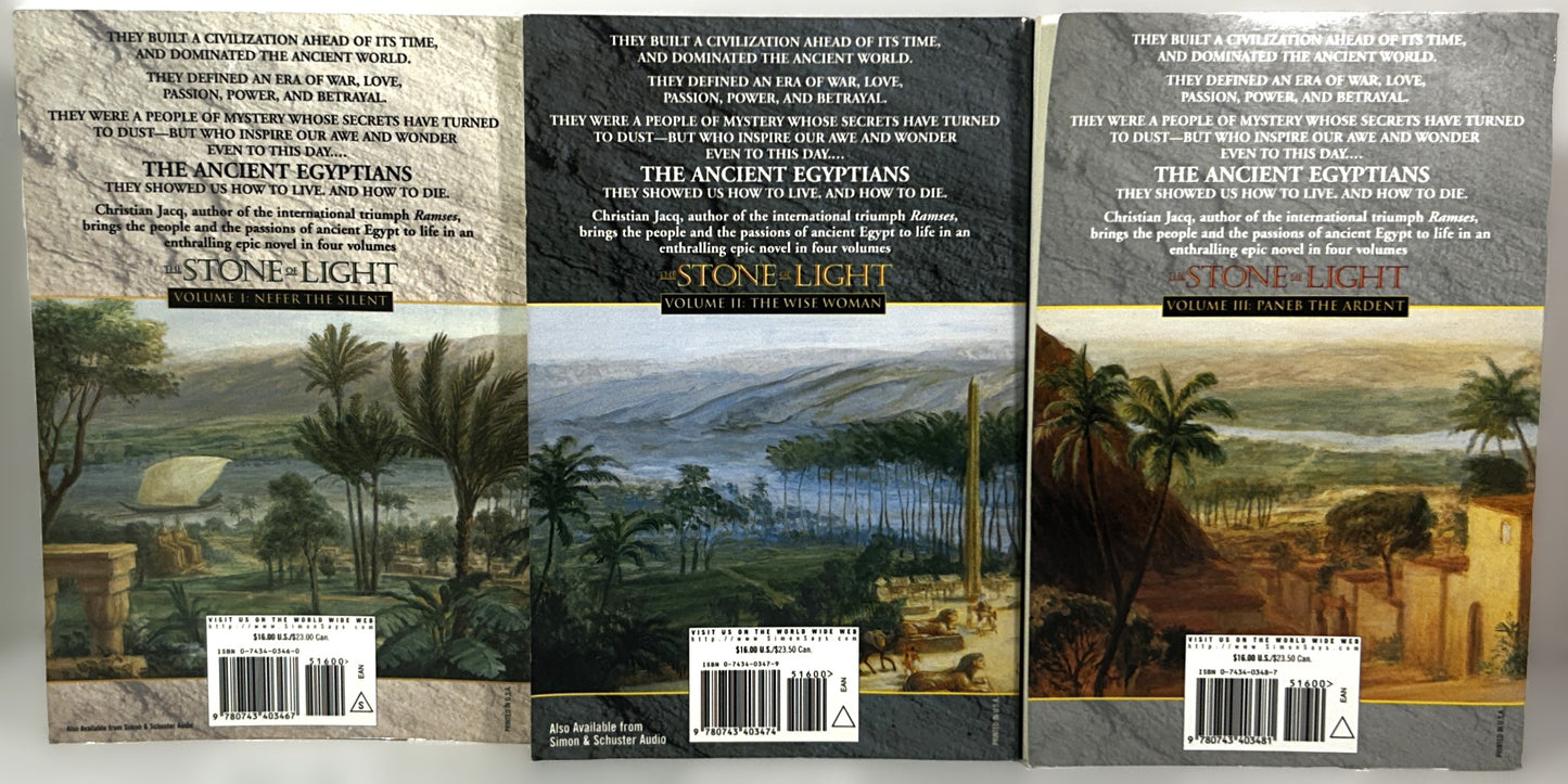 The Stone of Light Books #1-#3 by Christian Jacq 2000 Softcovers