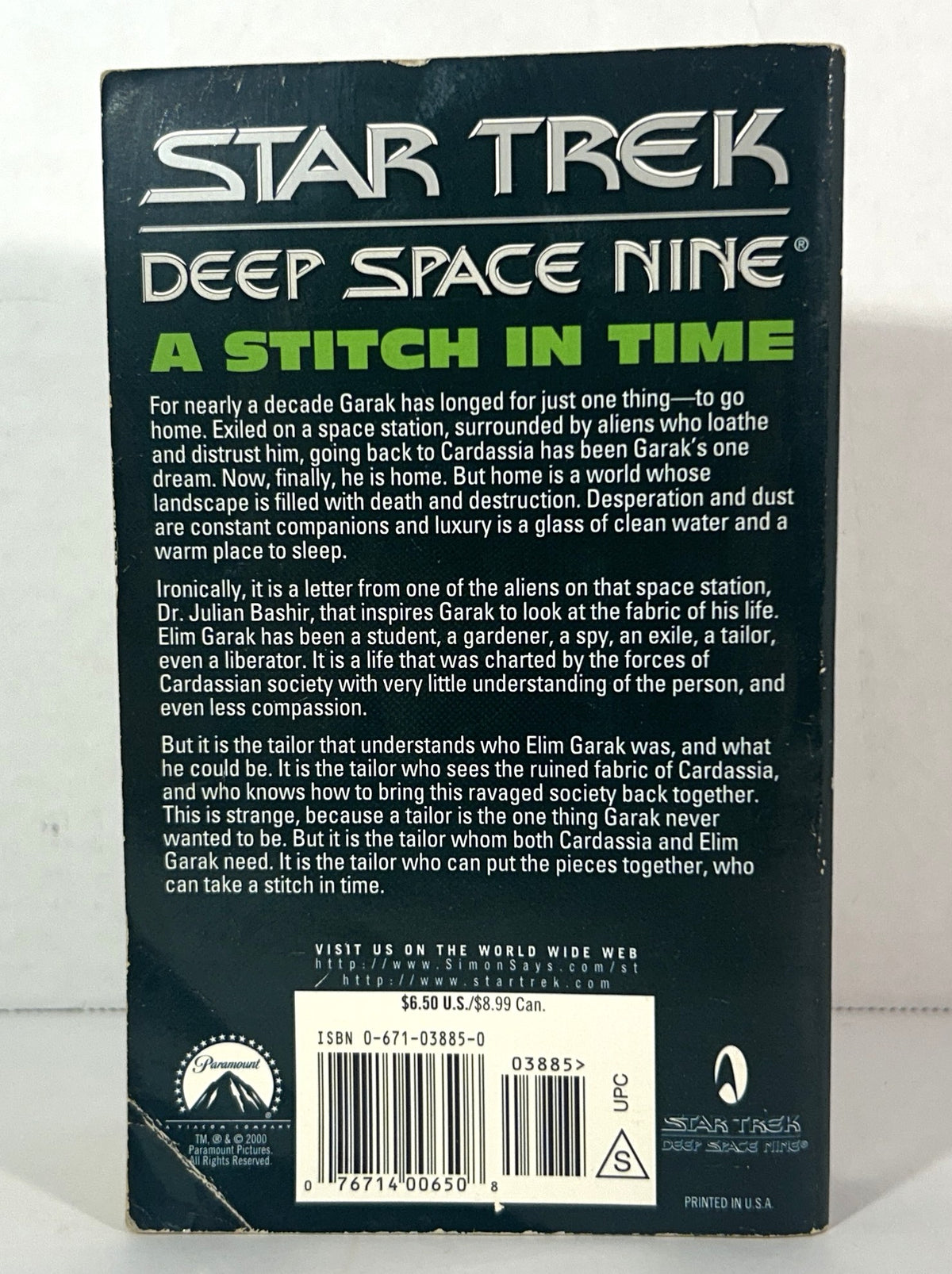 STAR TREK Deep Space Nine: A Stitch in Time by Andrew J. Robinson 2000 1st Printing