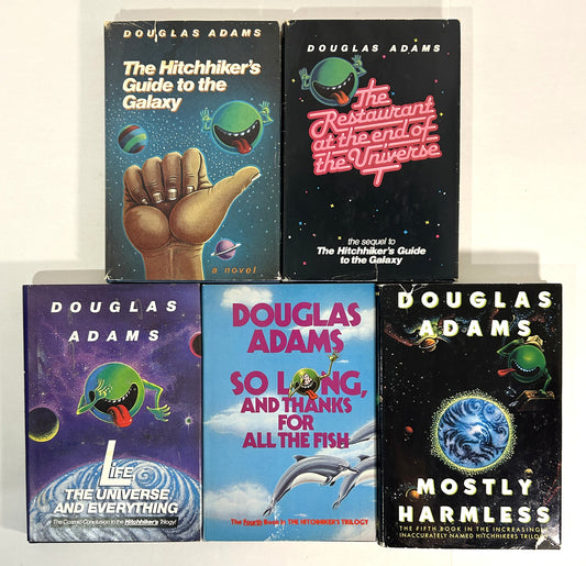 Complete 5 Volume Set Hitchhiker's Guide to the Galaxy by Douglas Adams 1979-1992 BCE