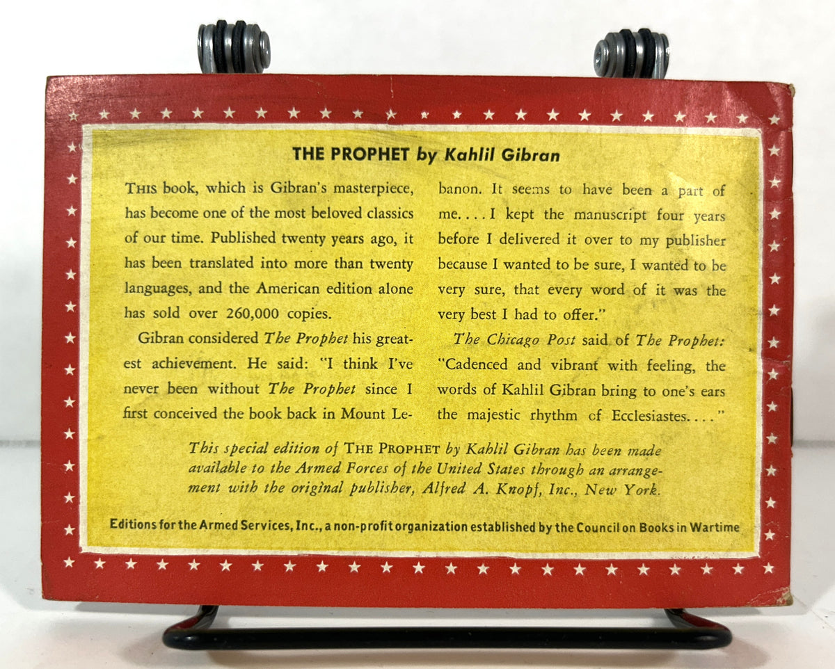 The Prophet by Kahlil Gibran 1923 Armed Services Edition