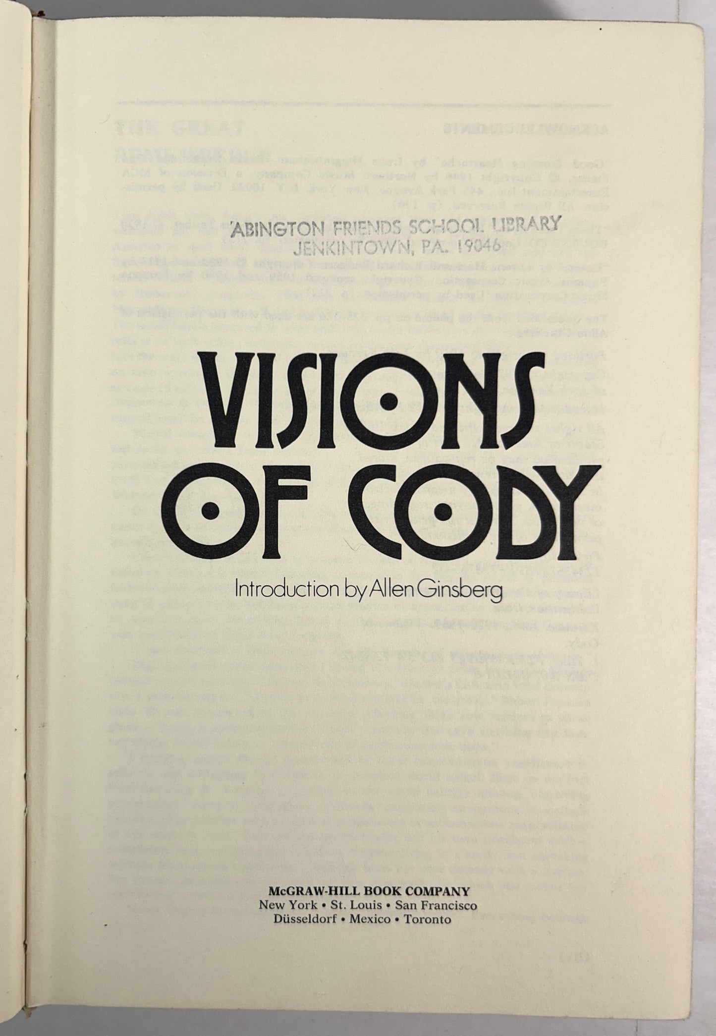 Visions of Cody by Jack Kerouac 1972 1st Edition Ex-Library