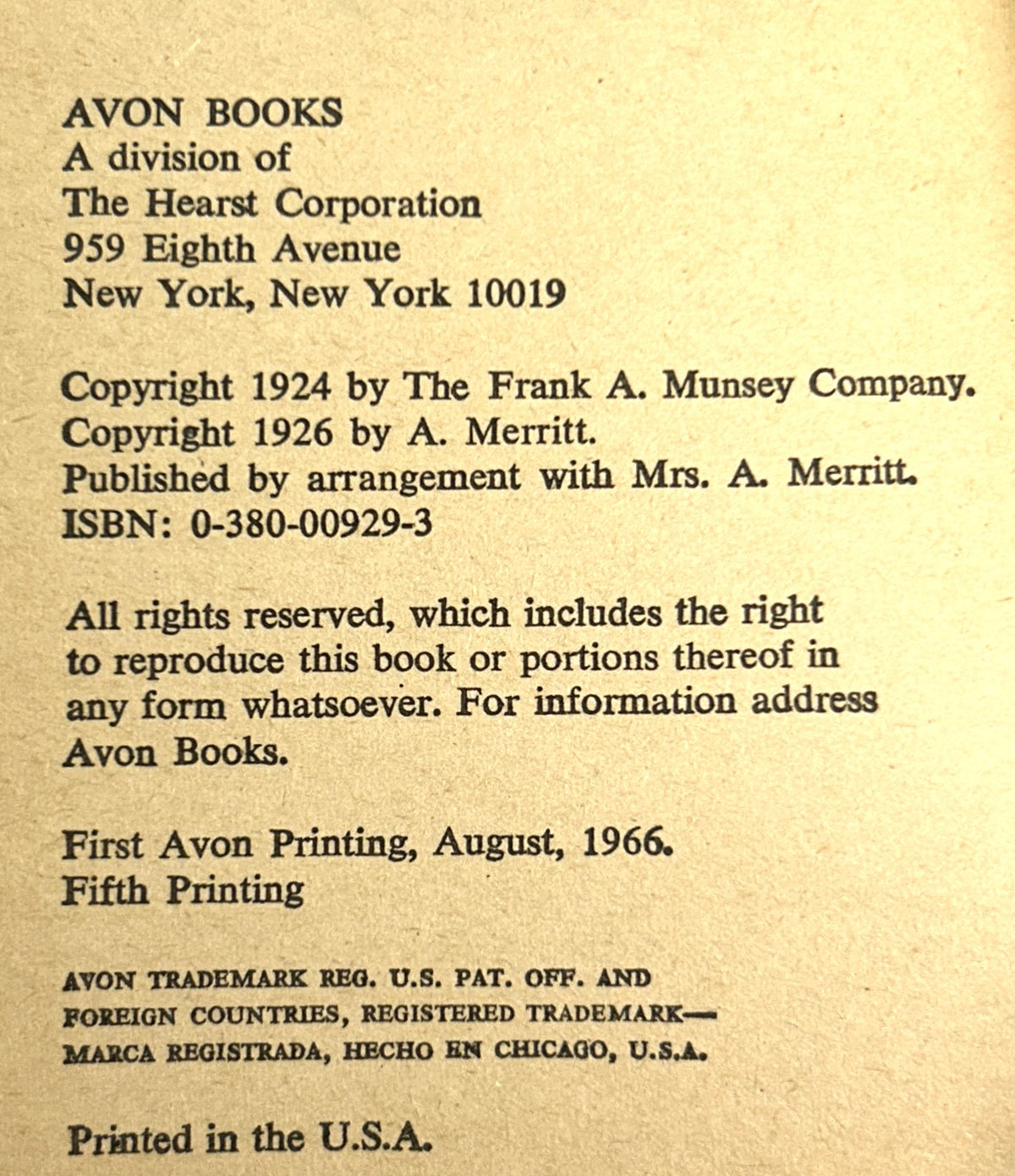 Set of 4 A. Merritt Novels