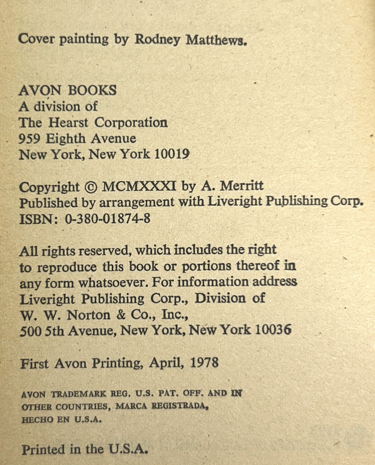 Set of 4 A. Merritt Novels