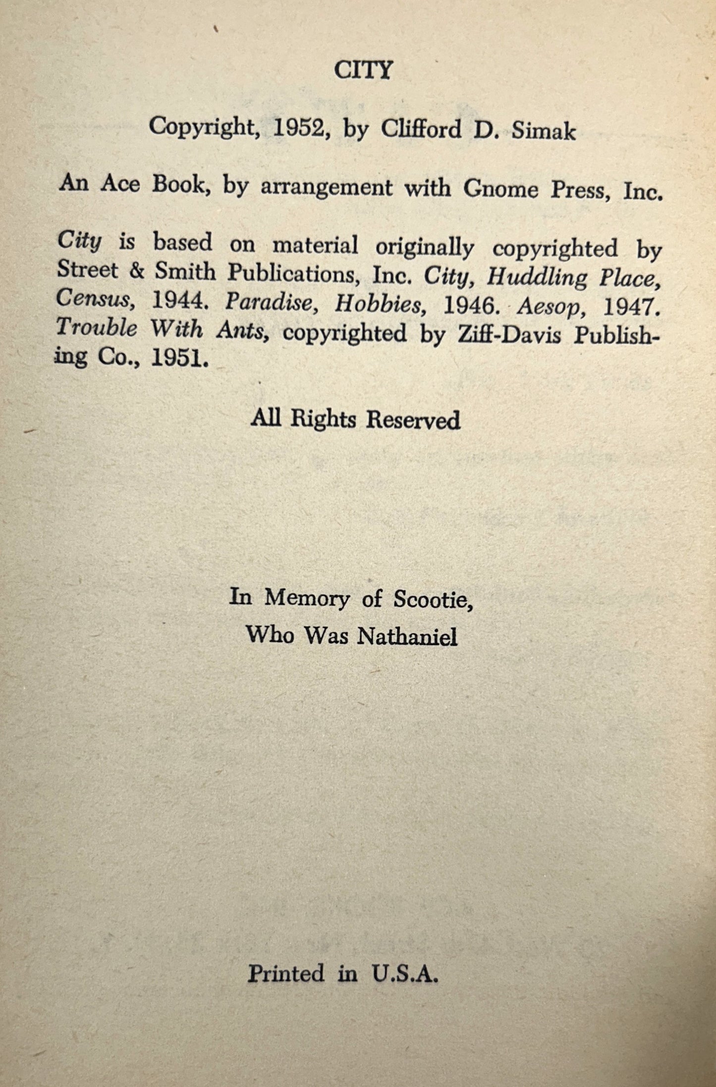 City by Clifford D. Simak 1952