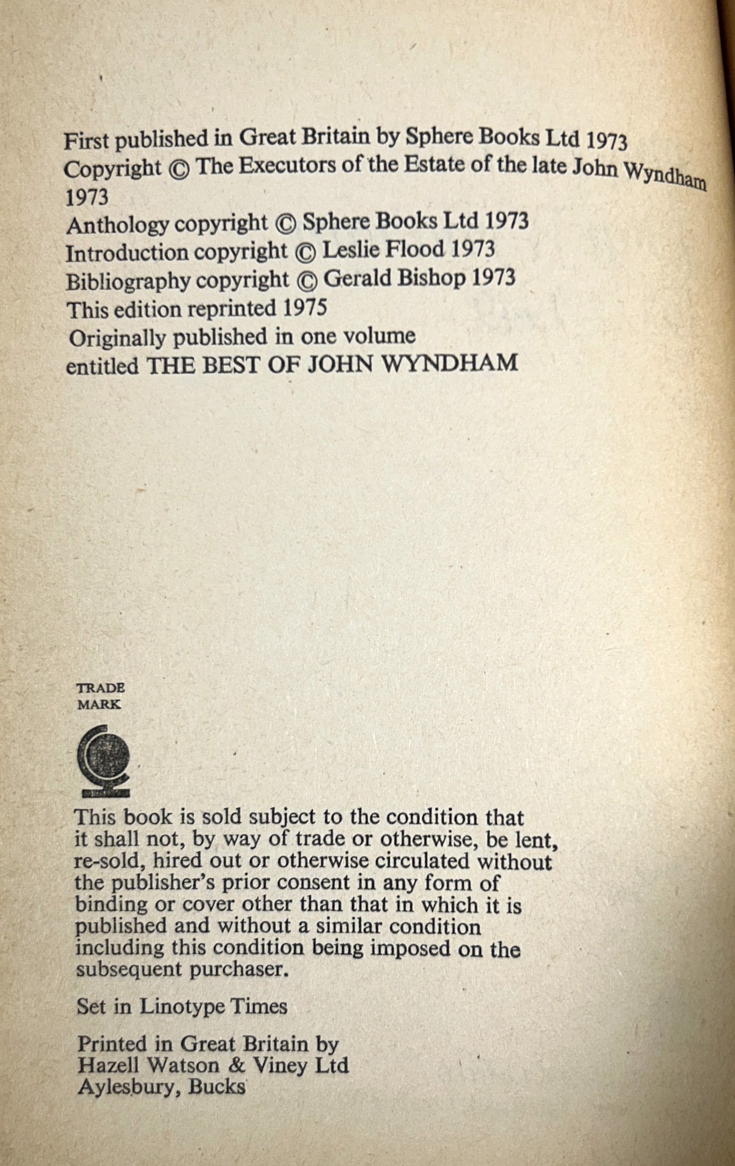 The Best of John Wyndham 1932-1949 edited by Angus Wells 1975