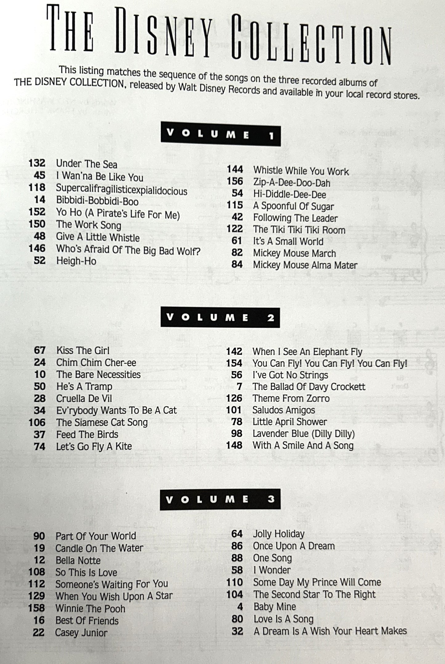 The Disney Collection Sheet Music 1992