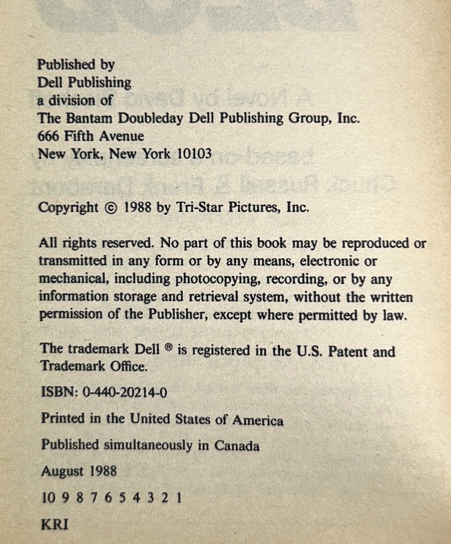 The Blob by David Bischoff 1988 1st Printing