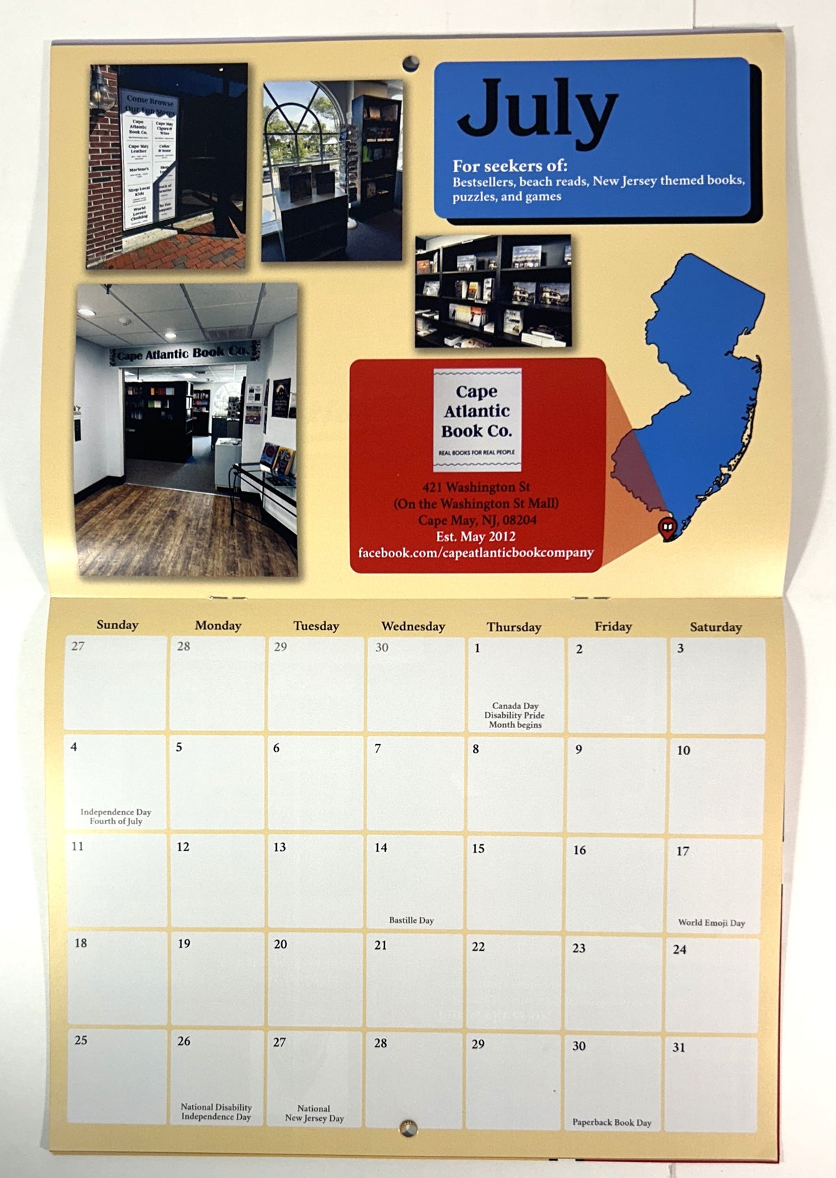 Indie Bookstores of New Jersey 2027 Wall Calendar