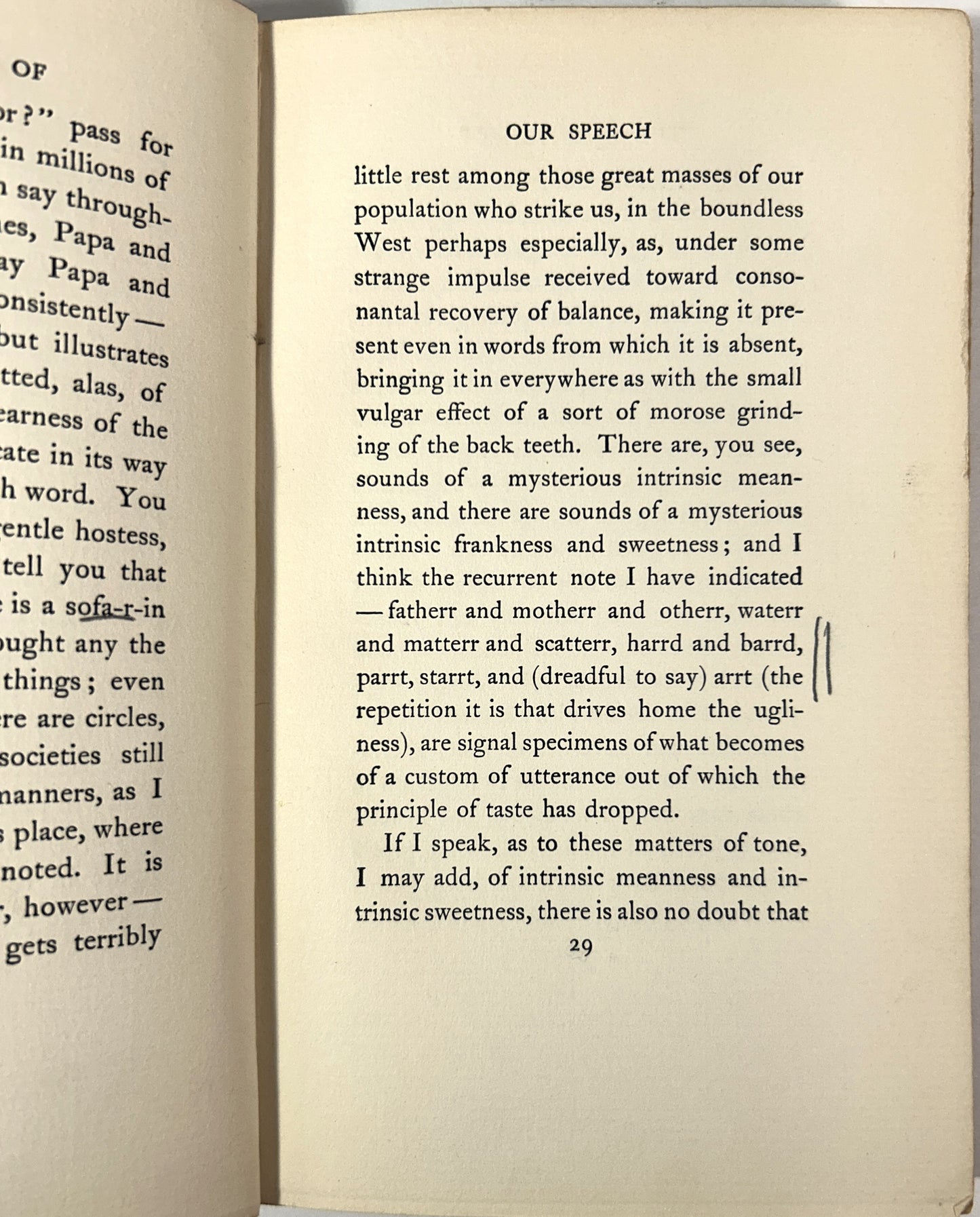 The Question of Our Speech: The Lesson of Balzac by Henry James 1905 1st Edition