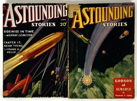 Set of 2 Astounding Stories June 1934 & October 1926 Pulp Magazines