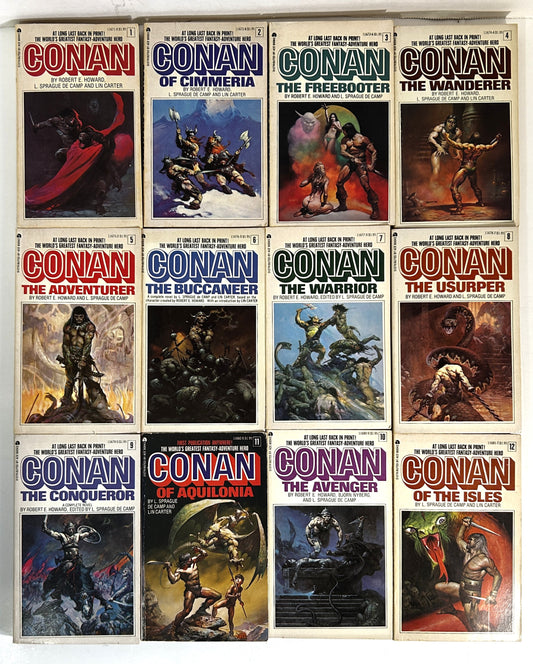 Set of 12 Conan by Robert E. Howard Lin Carter & L. Sprague de Camp c 1960s Ace Editions