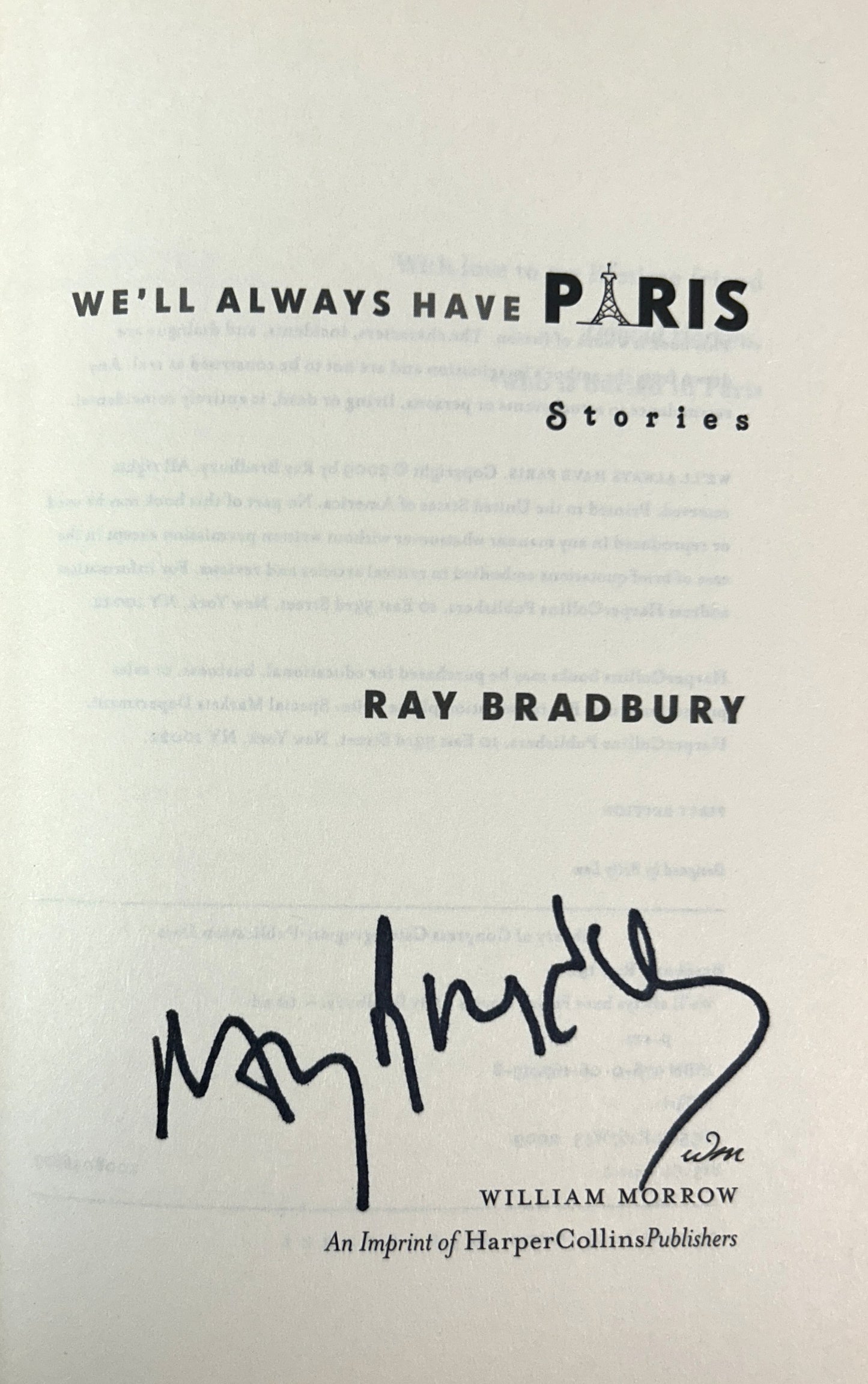 We'll Always Have Paris by Ray Bradbury 2009 SIGNED 1st Edition