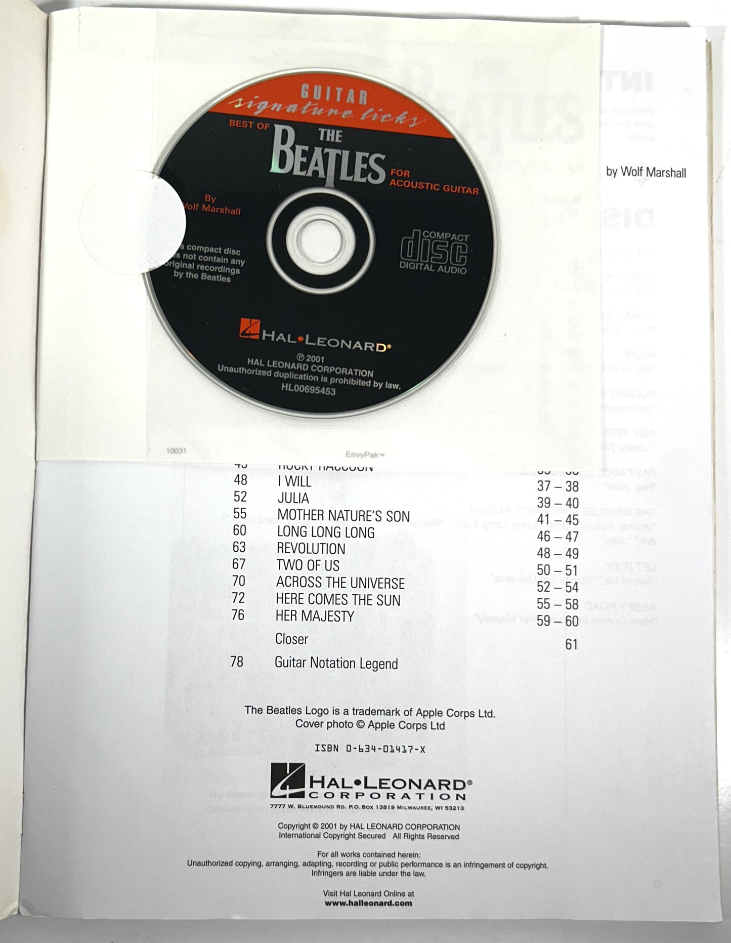 Best of the Beatles for Acoustic Guitar with CD 2001