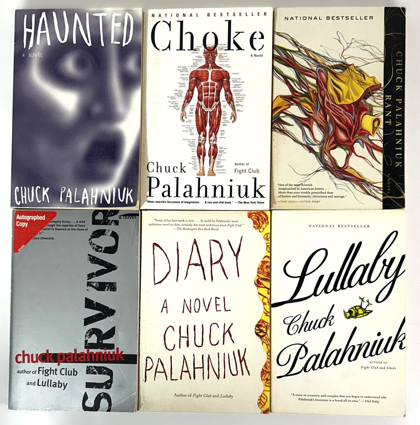 Set of 6 Chuck Palahniuk Novels 1999-2007 1 SIGNED