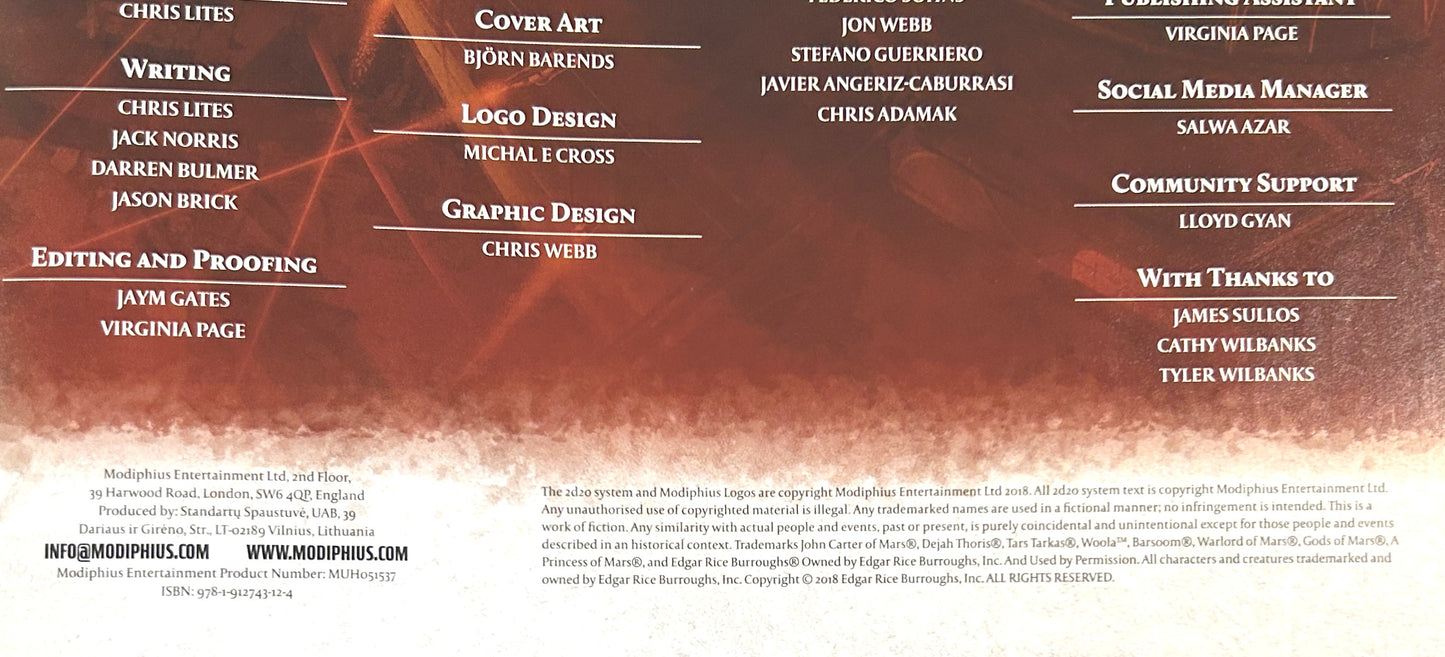 Set of 2 Edgar Burroughs' John Carter of Mars RPG 2018-2019