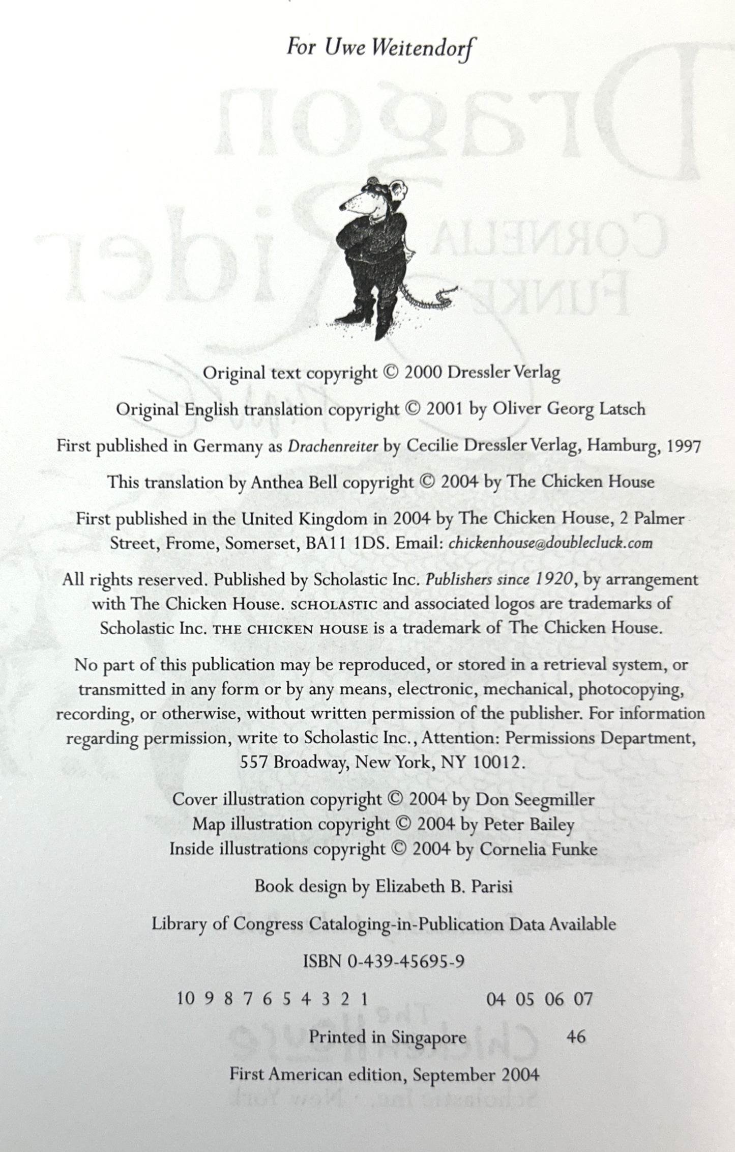 Dragon Rider by Cornelia Funke 2004 SIGNED 1st US Edition