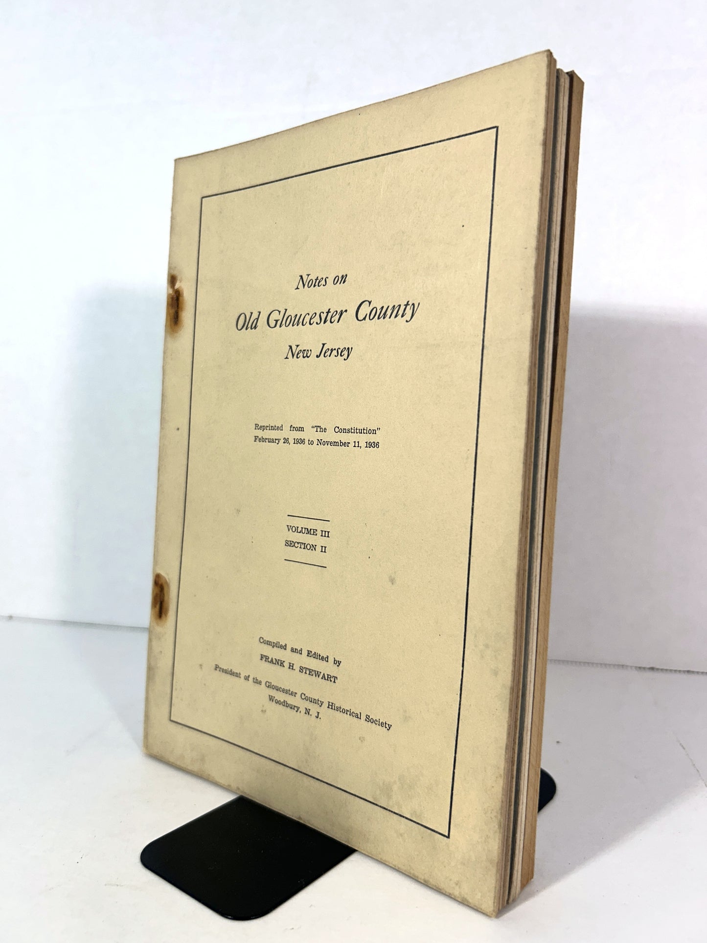 Set of 3 Notes on Old Gloucester County New Jersey 1934-1937