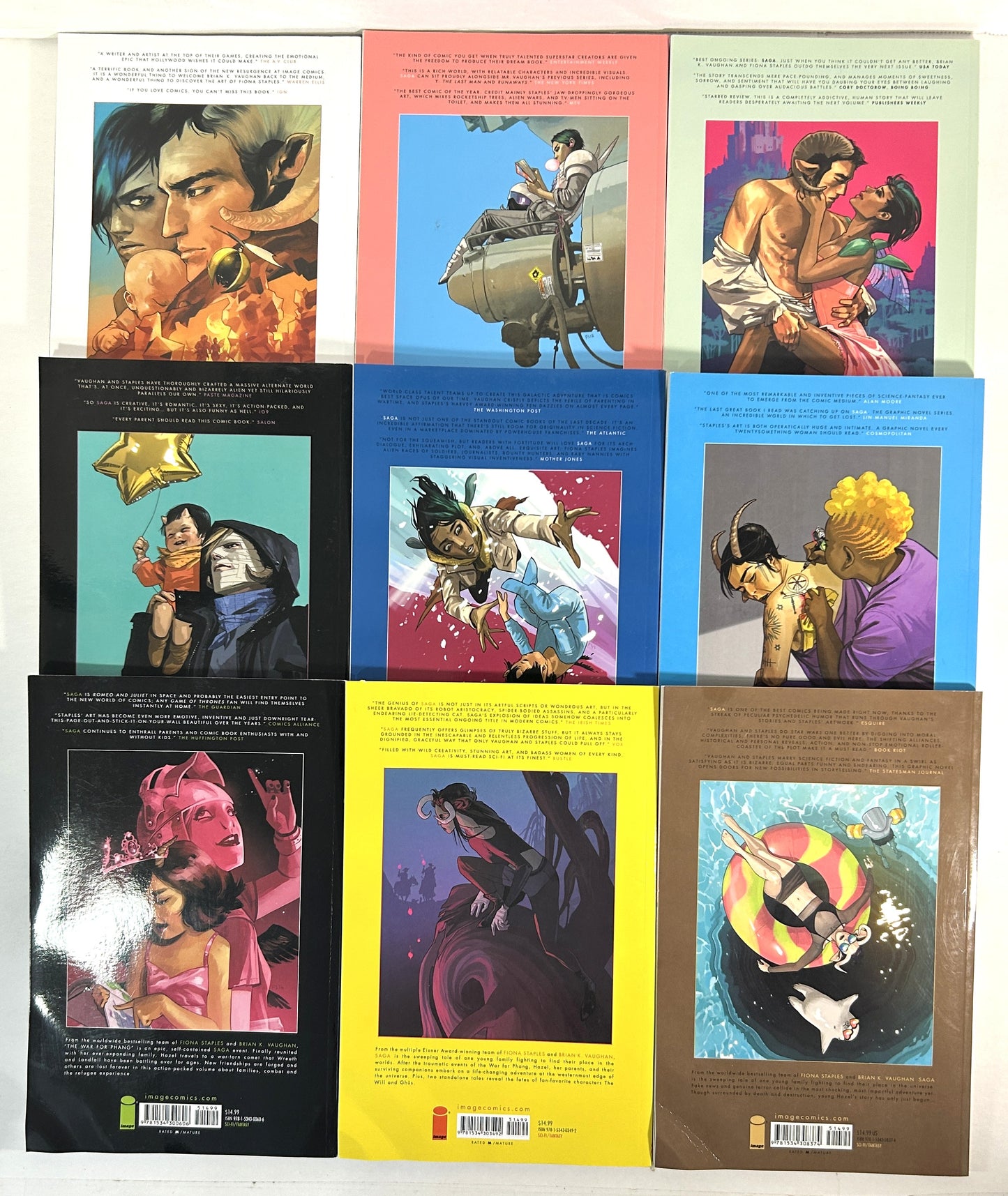 Set of 9 Saga by Fiona Staples & Brian Vaughan 2016-2018