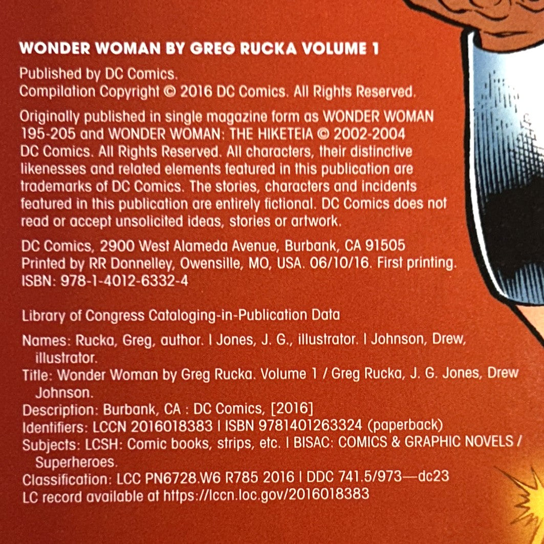 DC Comics: Wonder Woman Volume 1 by Greg Rucka 2016