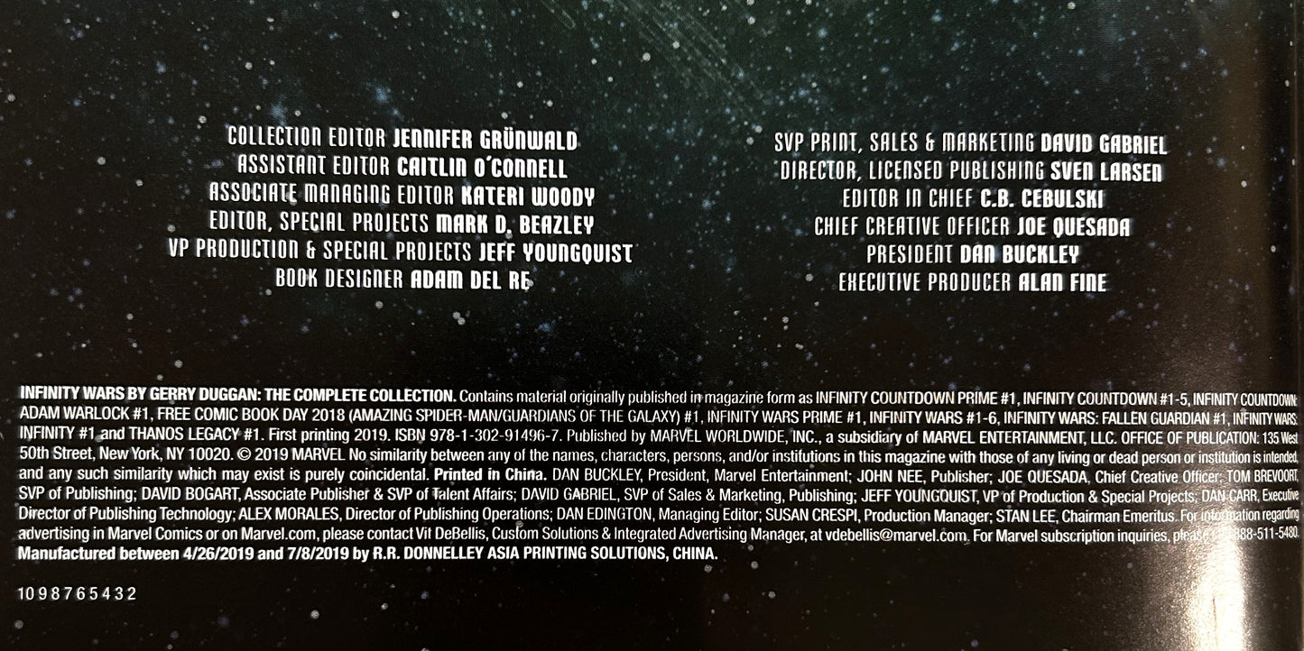 Marvel: Infinity Wars The Complete Collection by Gerry Duggan 2019 2nd Printing