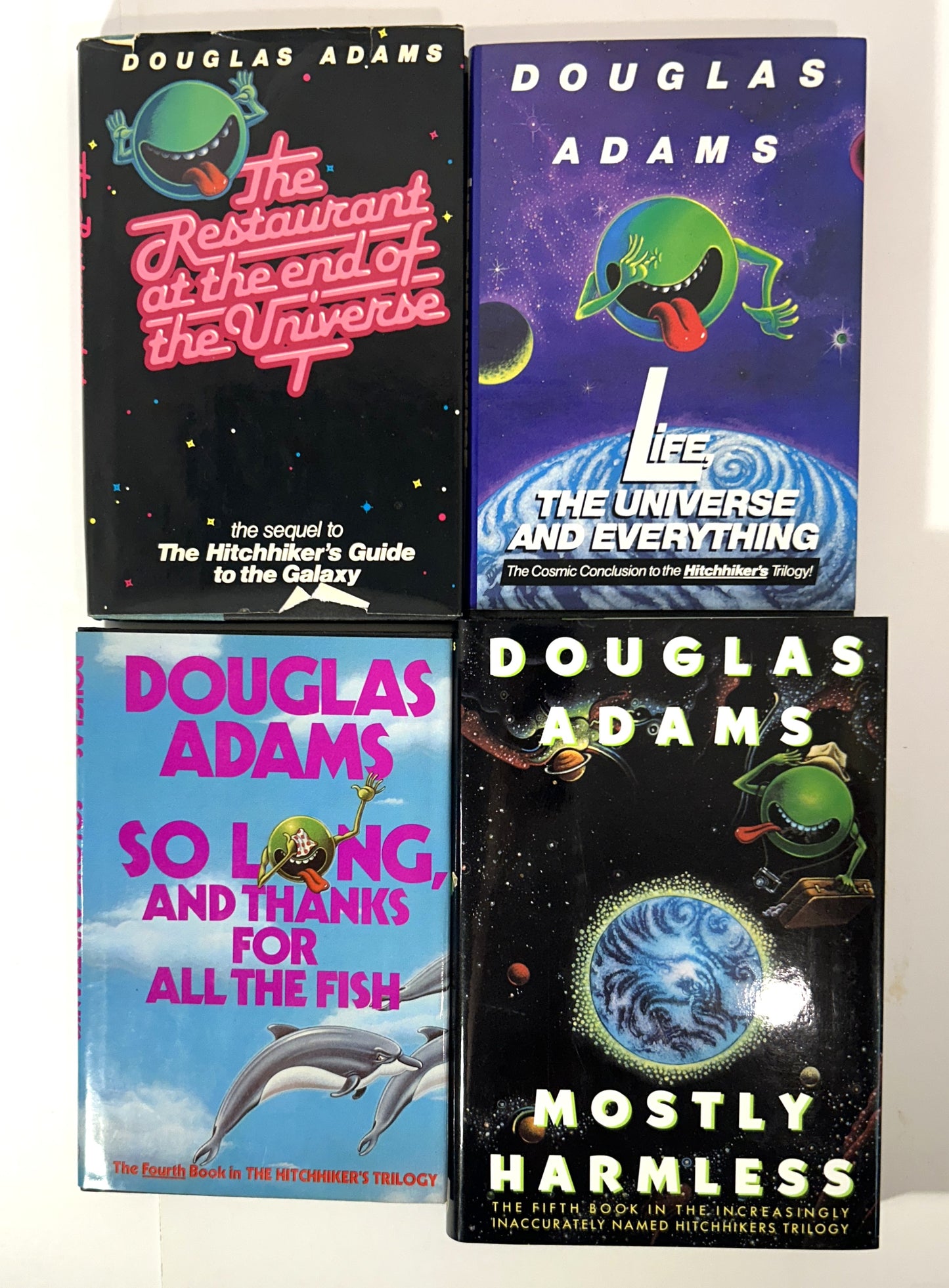 Set of 4 Hitch-Hiker's Guide to the Galaxy by Douglas Adams 1980-1992 1st Editions