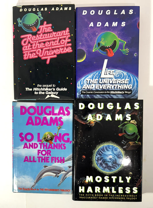 Set of 4 Hitch-Hiker's Guide to the Galaxy by Douglas Adams 1980-1992 1st Editions