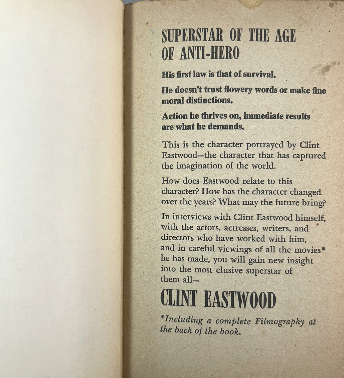 Clint Eastwood by Stuart M. Kaminsky 1972 1st Printing