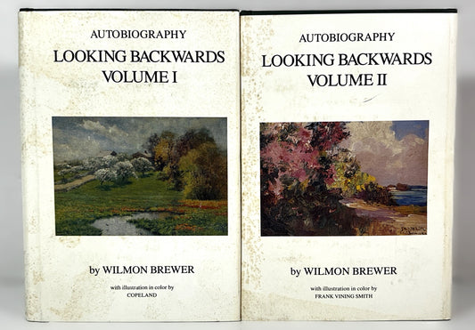 Set of 2 Looking Backwards: an Autobiography by Wilmon Brewer 1985