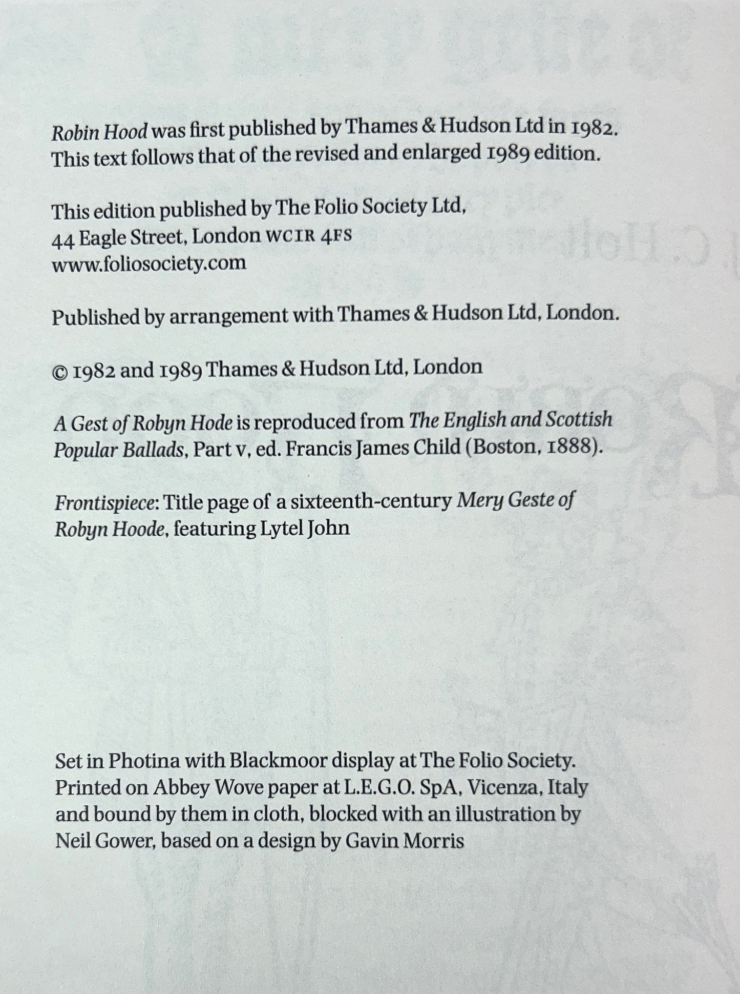 Folio Society: Robin Hood by JC Holt 2010