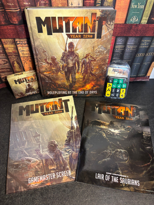 Mutant: Year Zero RPG 3 Volume Hardcover Rulebook Set w/ Dice & Cards - Modiphius