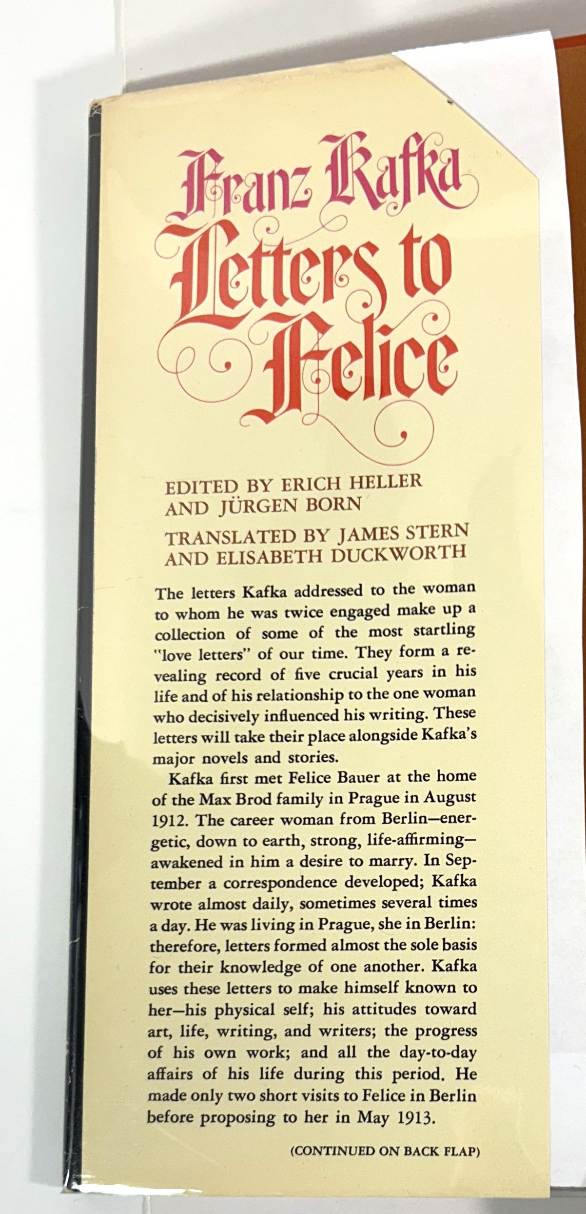 Letters to Felice by Franz Kafka 1973 1st Edition