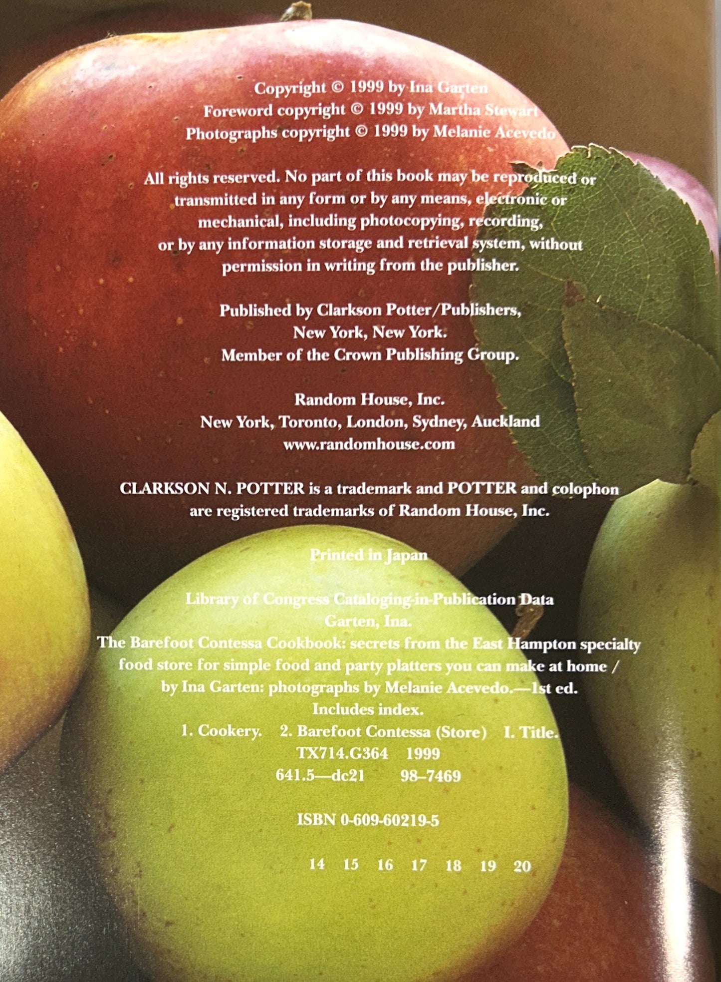 The Barefoot Contessa Cookbook by Ina Garten 1999 INSCRIBED + SIGNED