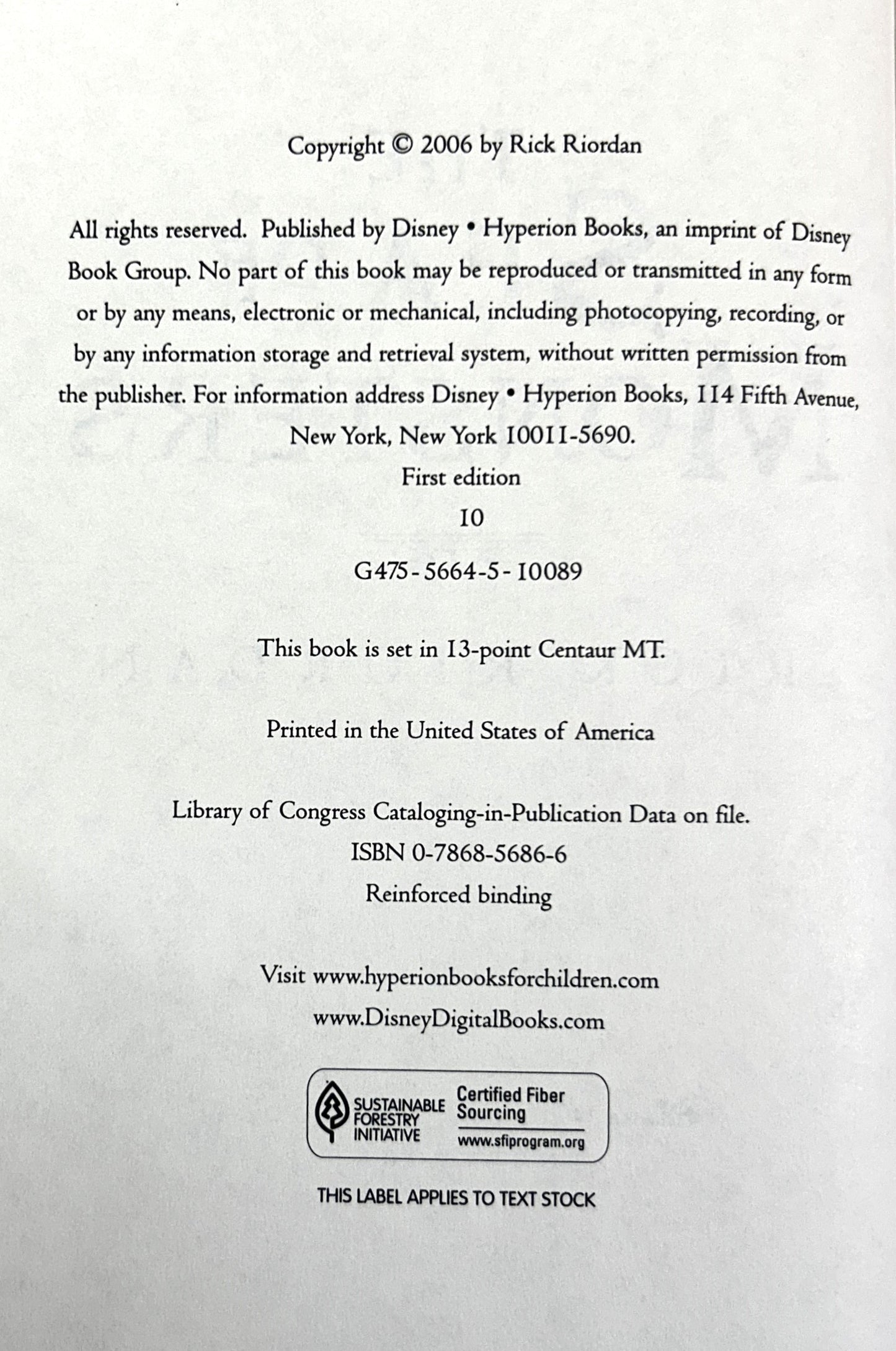 Set of 5 Percy Jackson & the Olympians by Rick Riordan 2005-2009 Early Prints/1st Editions